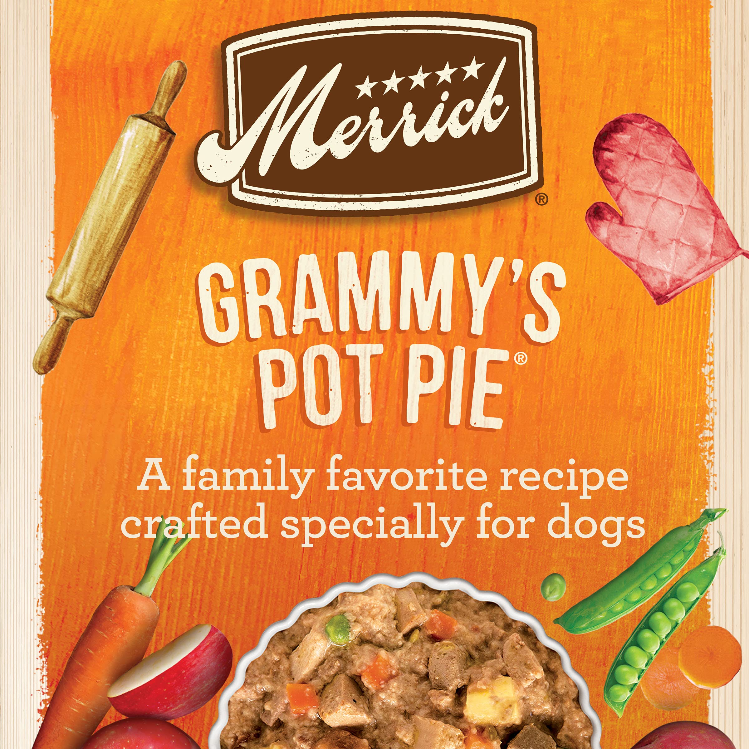 Merrick Grain Free Wet Dog Food, Premium And Wholesome Gluten Free Canned Adult Dog Food, Grammys Pot Pie - (Pack of 12) 12.7 oz