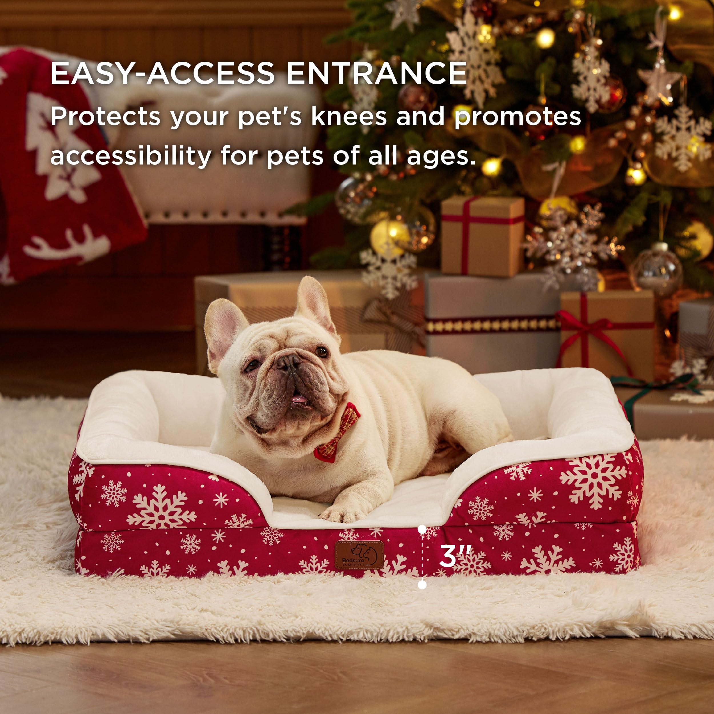 Bedsure Orthopedic Dog Bed For Medium Dogs - Calming Dog Sofa Beds Medium With Luxurious Short Plush Washable, Pet Couch Bed Wit