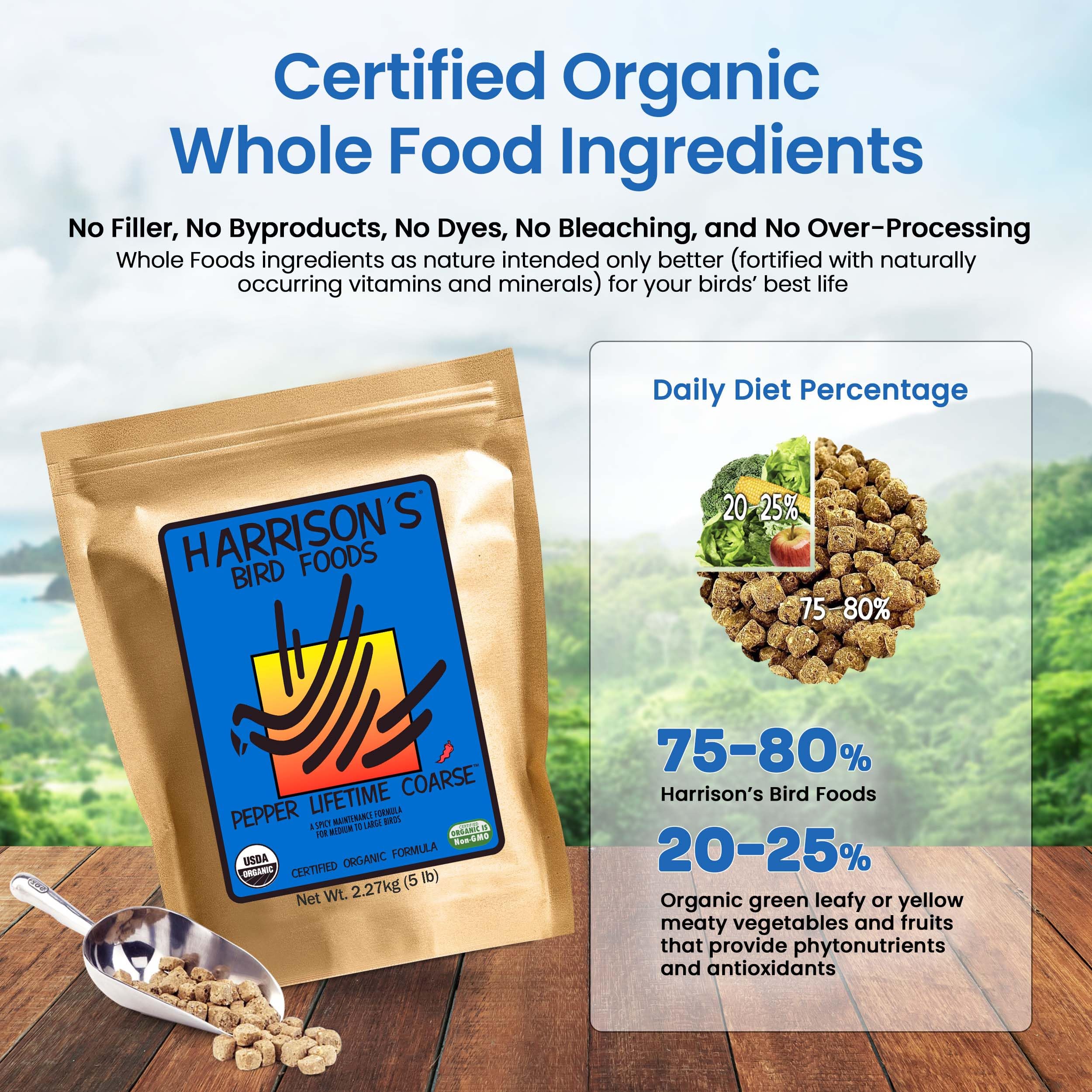 Harrisons Bird Foods Pepper Lifetime Coarse 5lb Certified Organic Non-GMO Formula