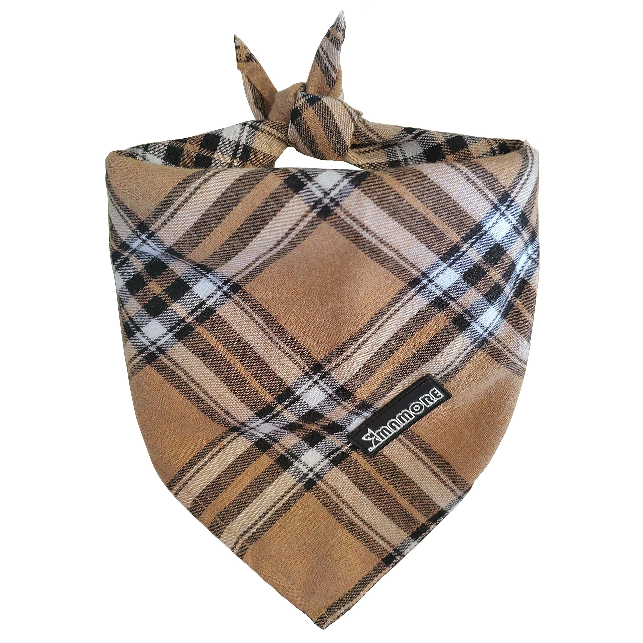 Adjustable Plaid Dog Bandanas,1Pc Soft Washable Cotton Triangle Bib Kerchief Scarfs For Small Medium Large Dogs And Cats (Light 