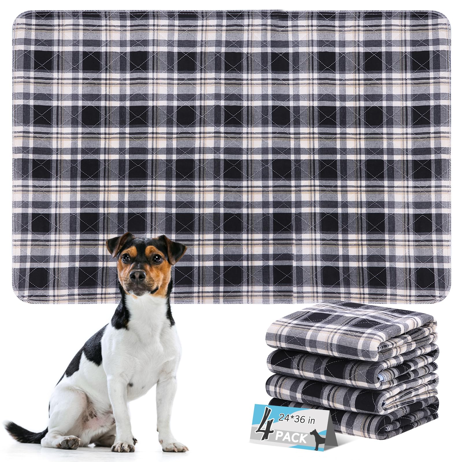 Esgpet Washable Pee Pads For Dogs - 24   X36    4Pcs, Whelping Pad For Puppy Training, Playpen Crate Bed Floor Protector, Reusab