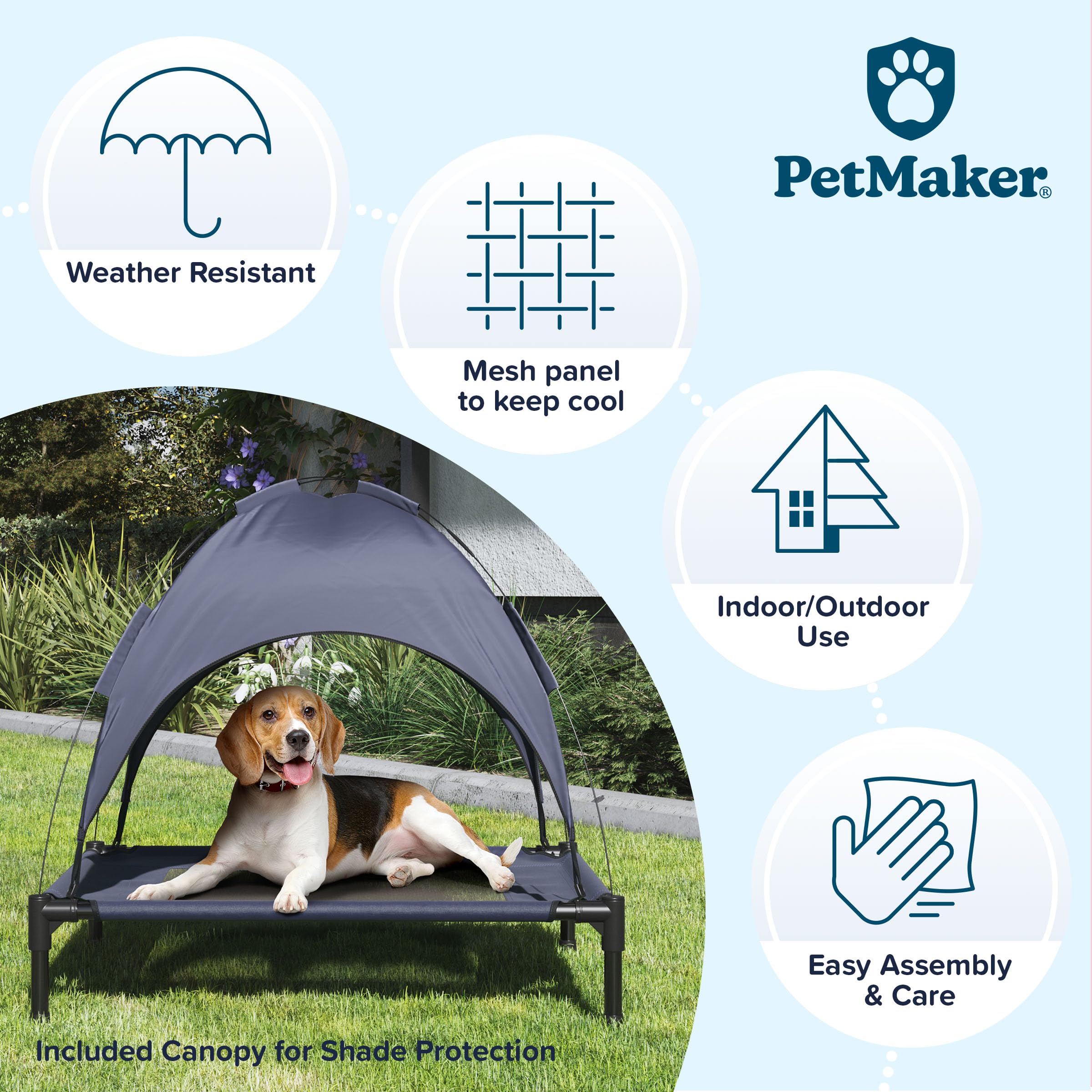 Elevated Dog Bed with Canopy - 30x24-Inch Portable Pet Bed with Non-Slip Feet - Indoor/Outdoor Dog Cot with Carrying Case by PET
