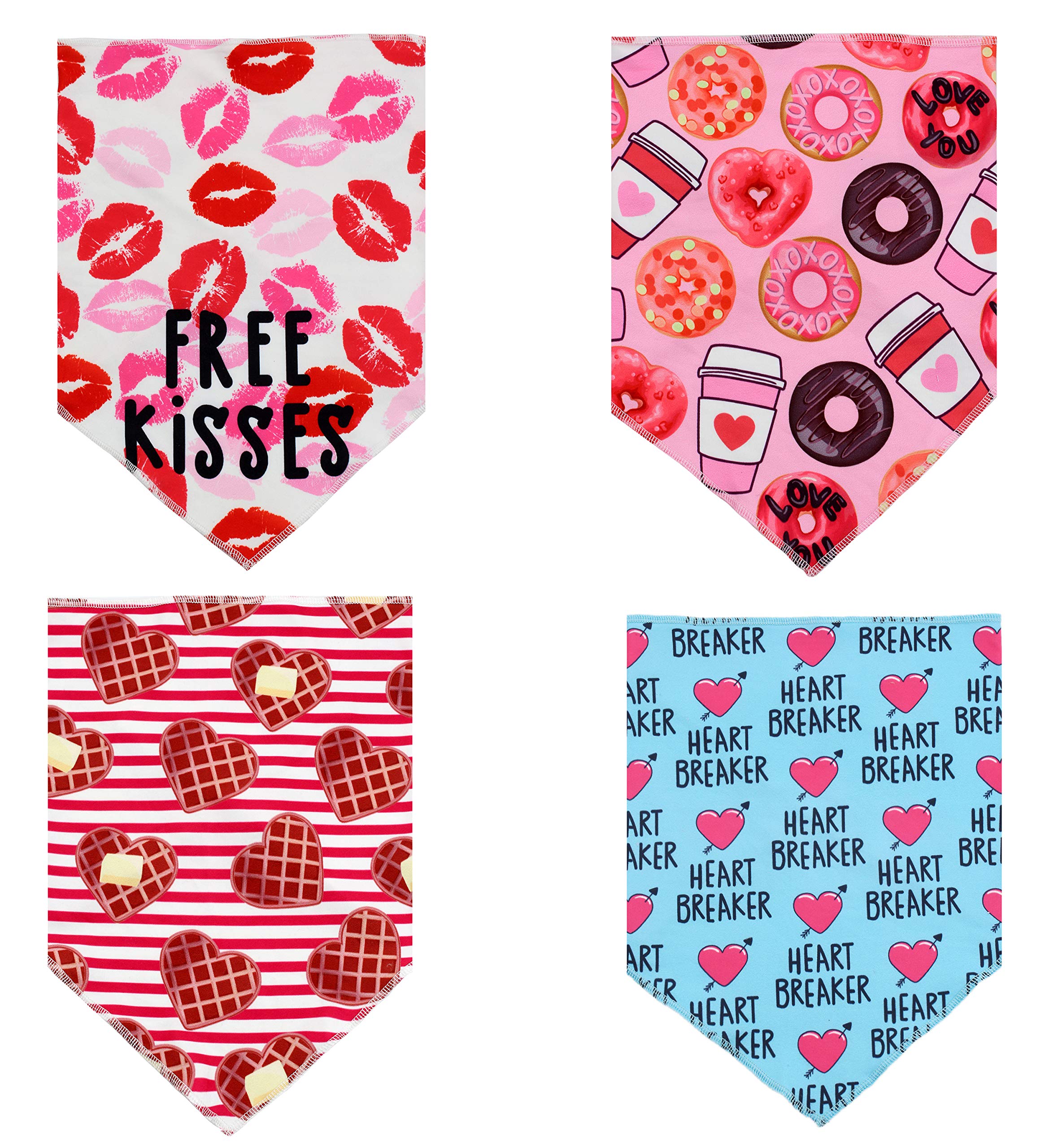 Valentines Day Dog Bandana, 4 Pack Pet Valentine Scarf For Small Medium Large Dogs