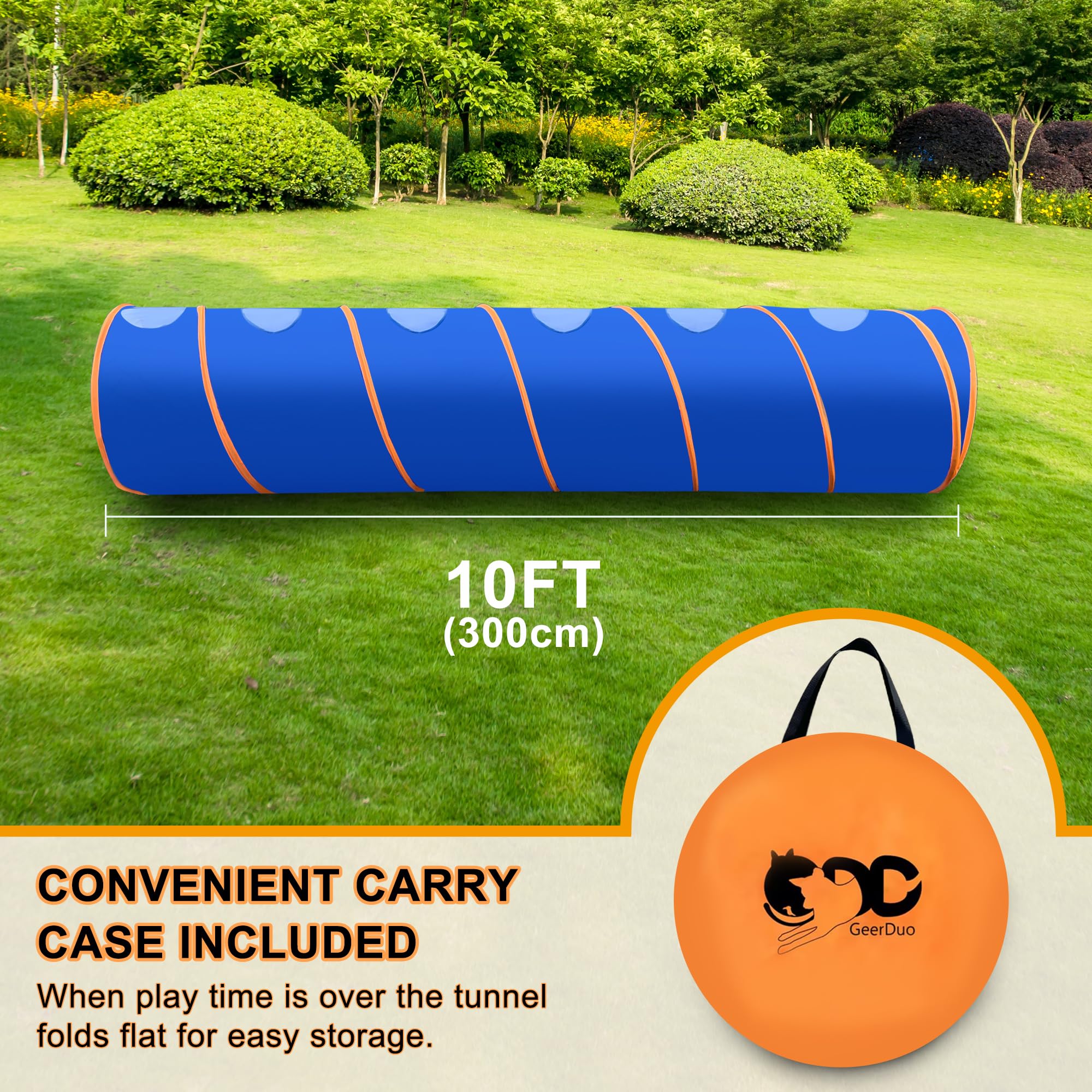 Dog Agility Tunnel With Ventilated Mesh, Dog Agility Equipment, Dog Agility Training With Carry Bag (Blue+Orange)