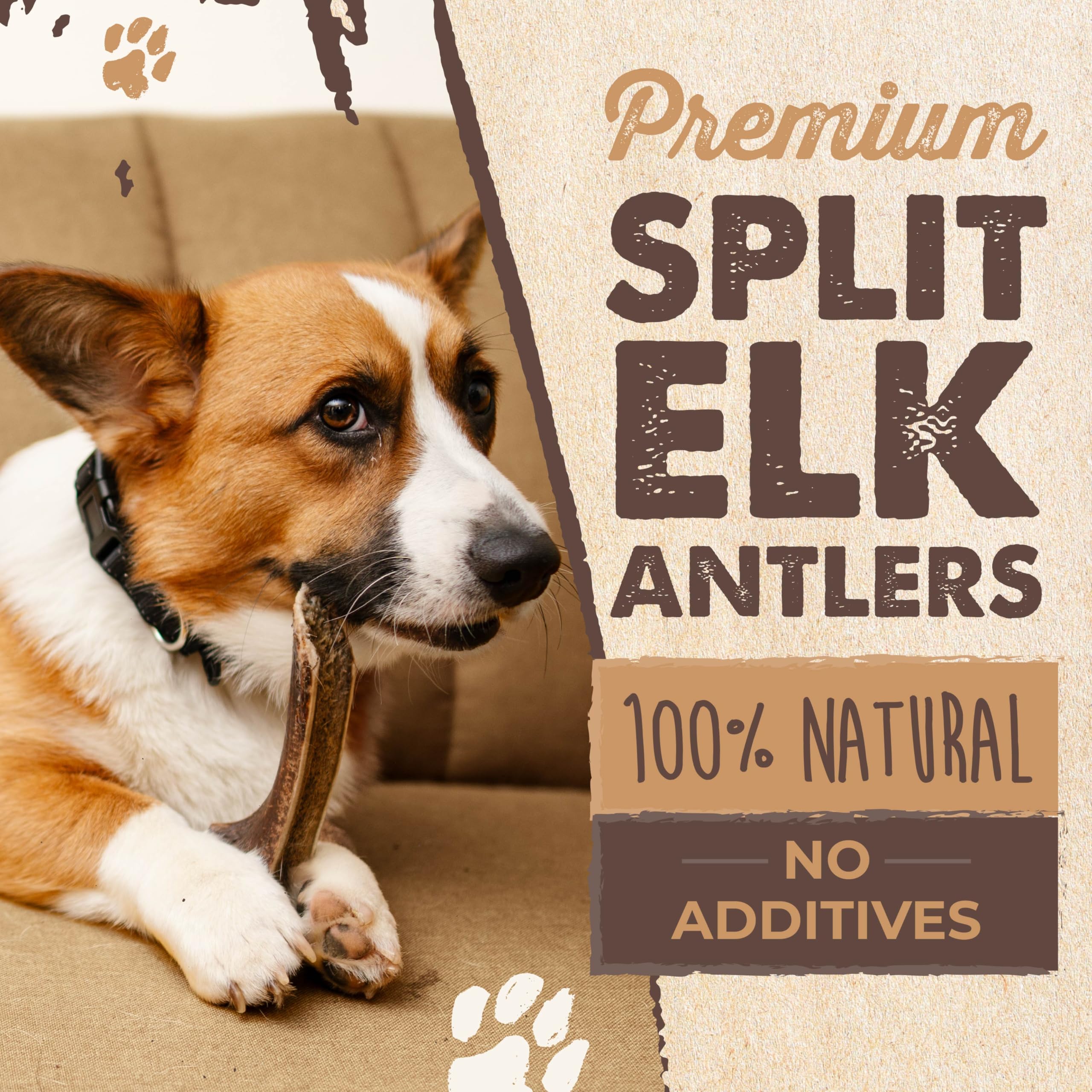 Mighty Paw Naturals Split Elk Antler For Dogs | Usa Sourced, Long Lasting Chew For Aggressive Chewers - Low Odor, Natural Altern