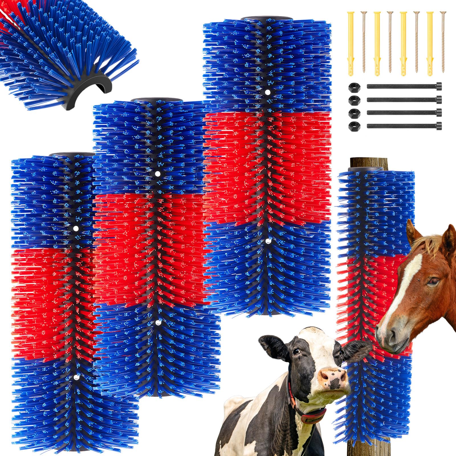 Yiyiring 3 Pack Livestock Scratching Brushes 17.3 x 7.8 Inch Cattle Horse Scratcher Full Massage Brush Kit Relieve Itchy Back fo