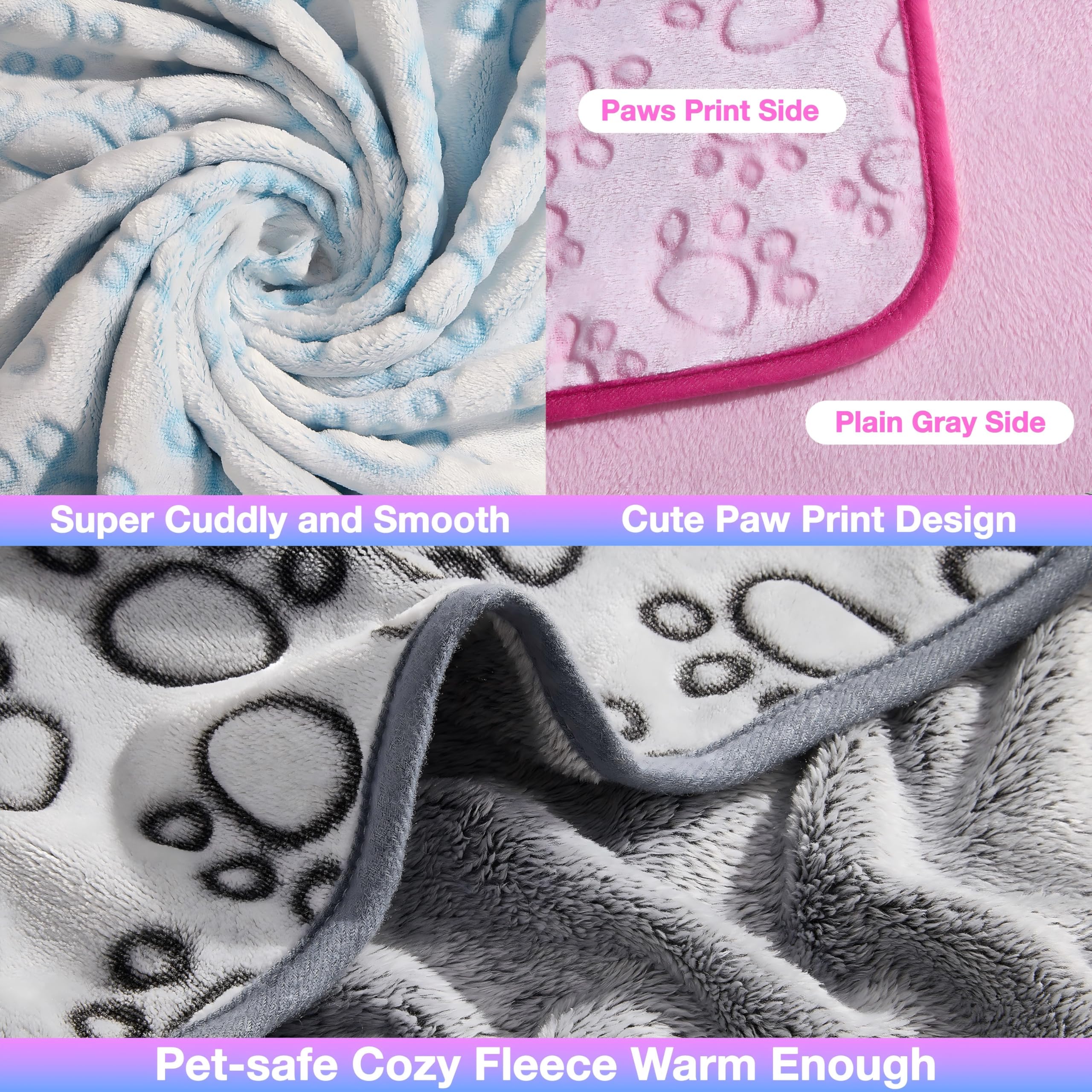 Stuffed 3Pcs Premium Soft Dog Blankets For Small Dogs, Cat Blanket Calming Washable For Bed Couch Crate Protection Cover, Dog Pu