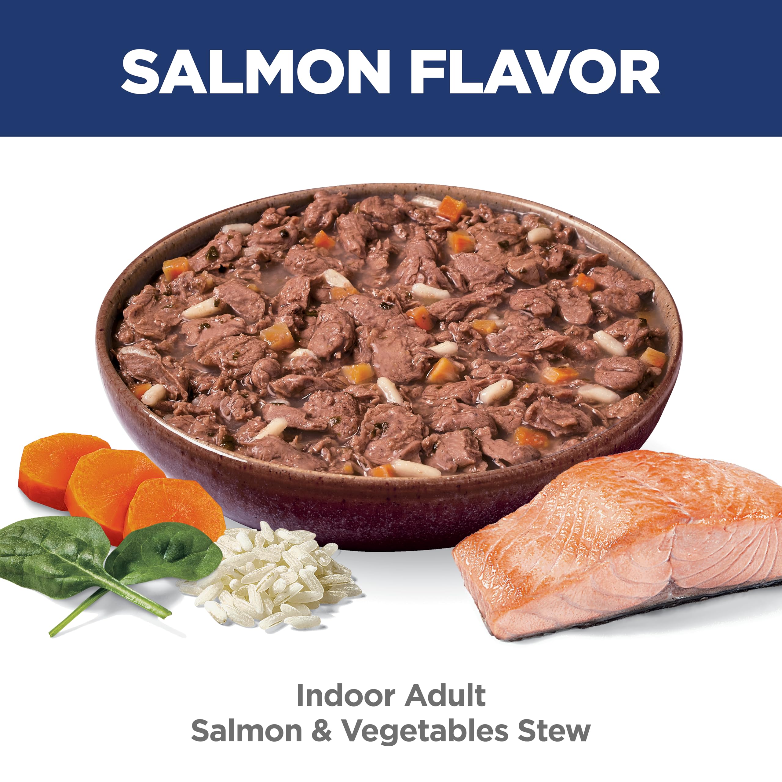 Hills Science Diet Indoor, Adult 1-6, Easy Litter Box Cleanup, Wet Cat Food, Salmon & Vegetables Stew, 2.8 oz Pouch, Case of 24
