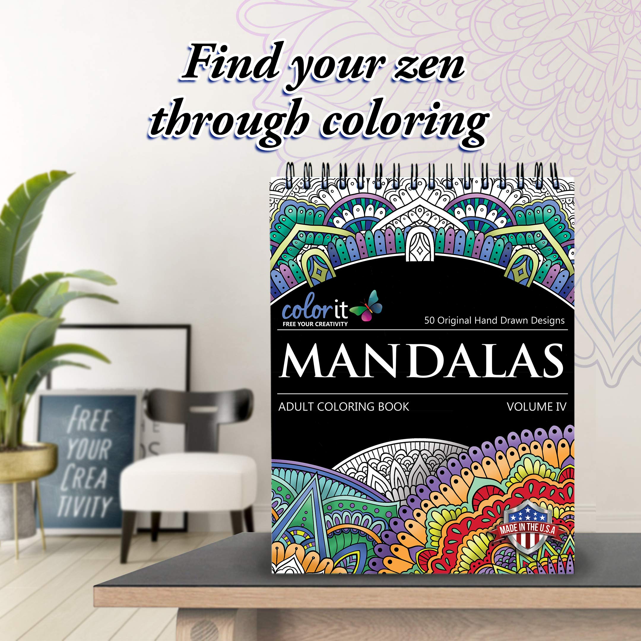 Colorit Mandalas To Color Volume Iv Coloring Book For Adults Relaxation, 50 Single-Sided Designs, Thick Smooth Paper, Spiral Bin