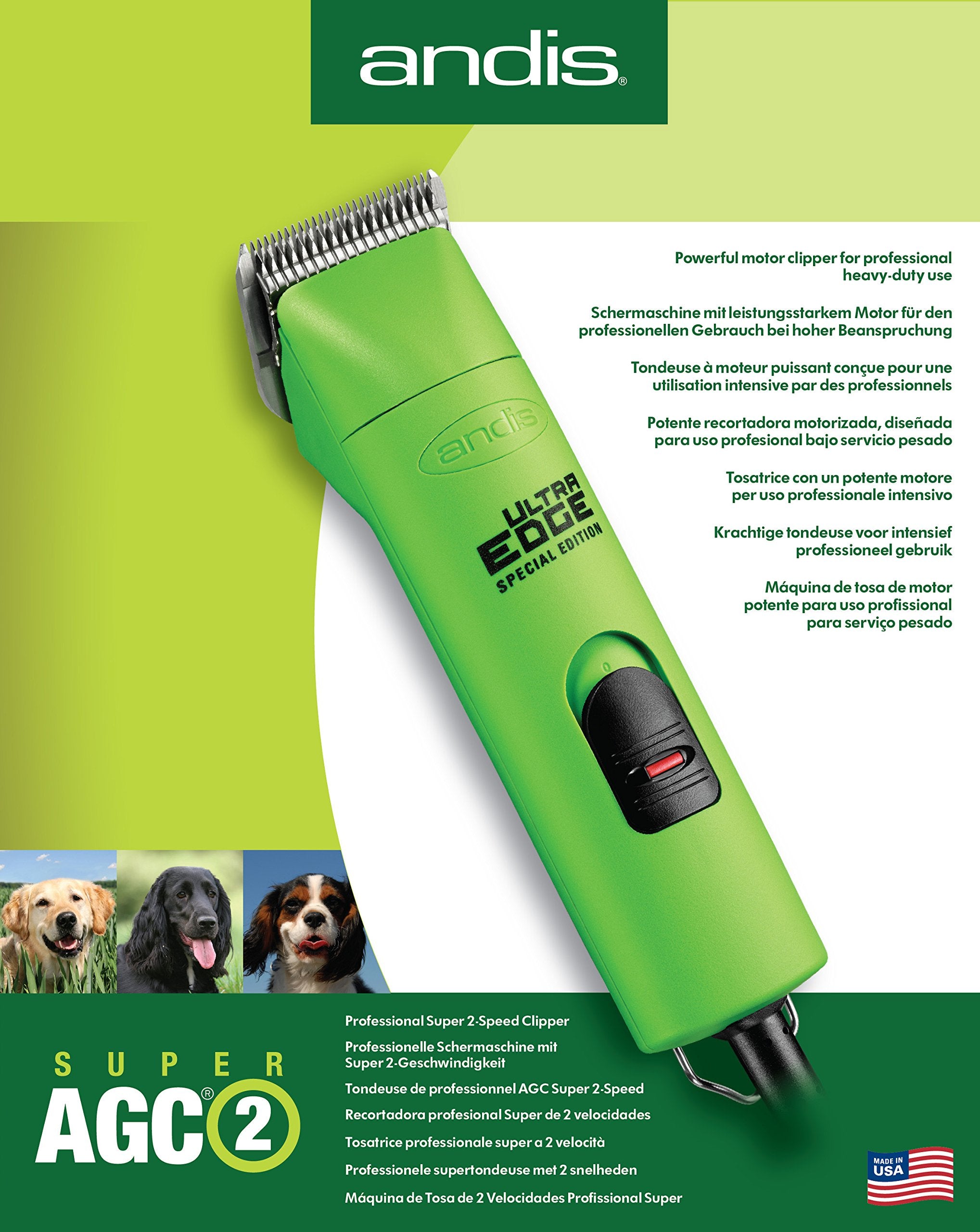 Andis Proclip Agc Super 2-Speed Plus Detachable Blade Clipper - Spring Green,Dogs, House-Cats