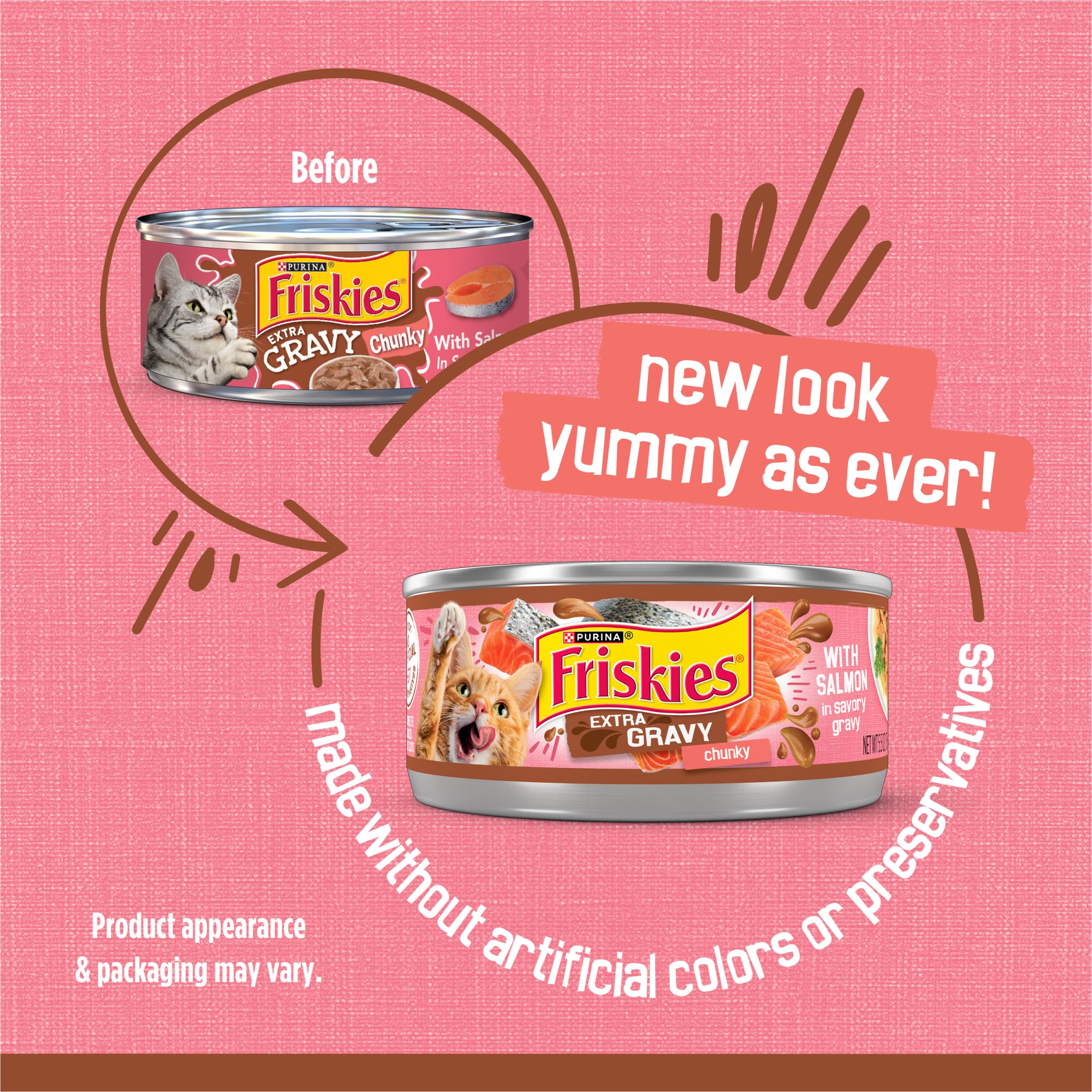 Purina Friskies Extra Gravy Wet Cat Food Chunky With Salmon in Savory Gravy - (Pack of 24) 5.5 oz. Cans