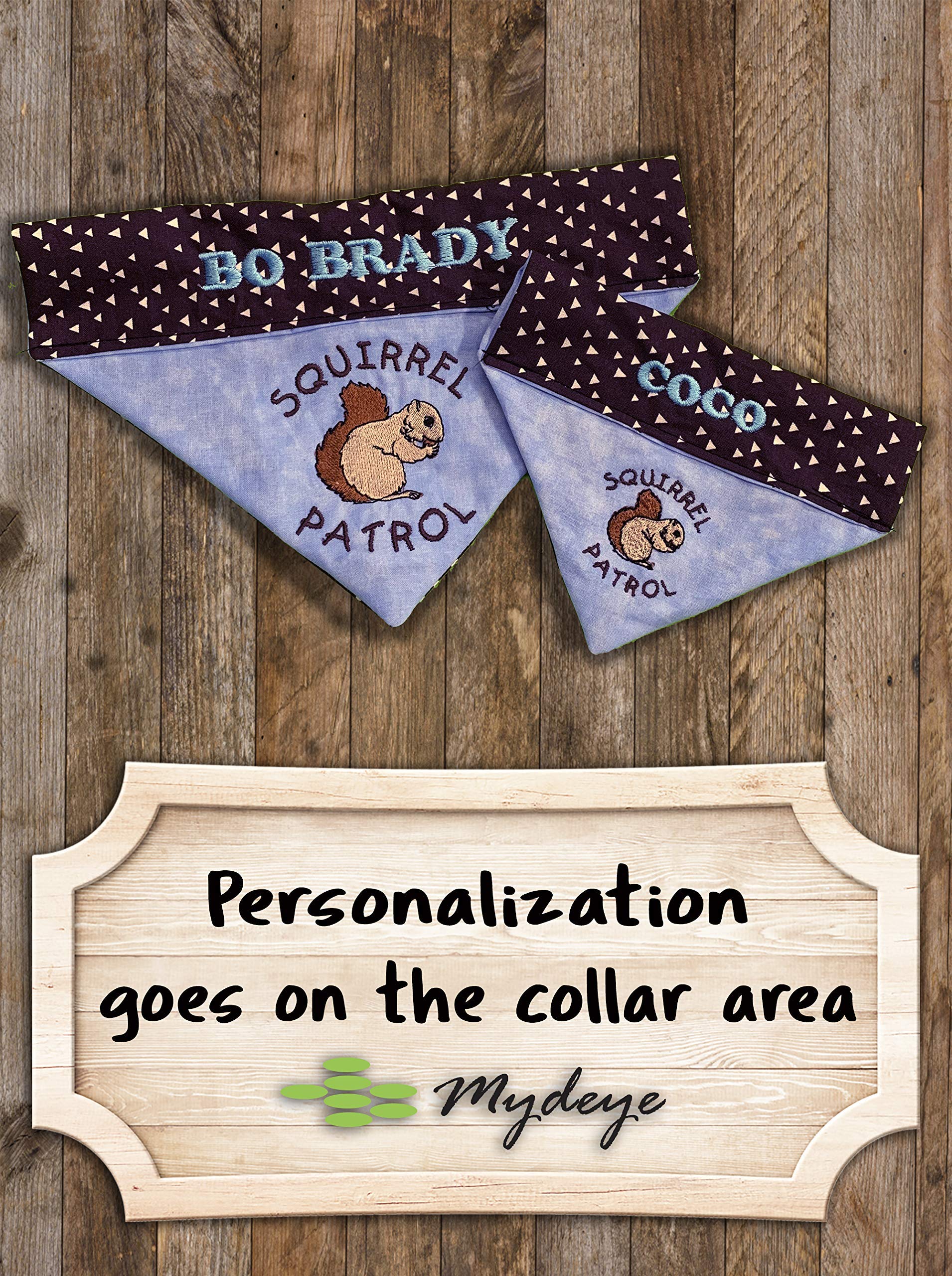 Squirrel Patrol Bandana/Over The Collar Dog Bandana/Embroidered Personalized Dog Bandana (All Sizes)