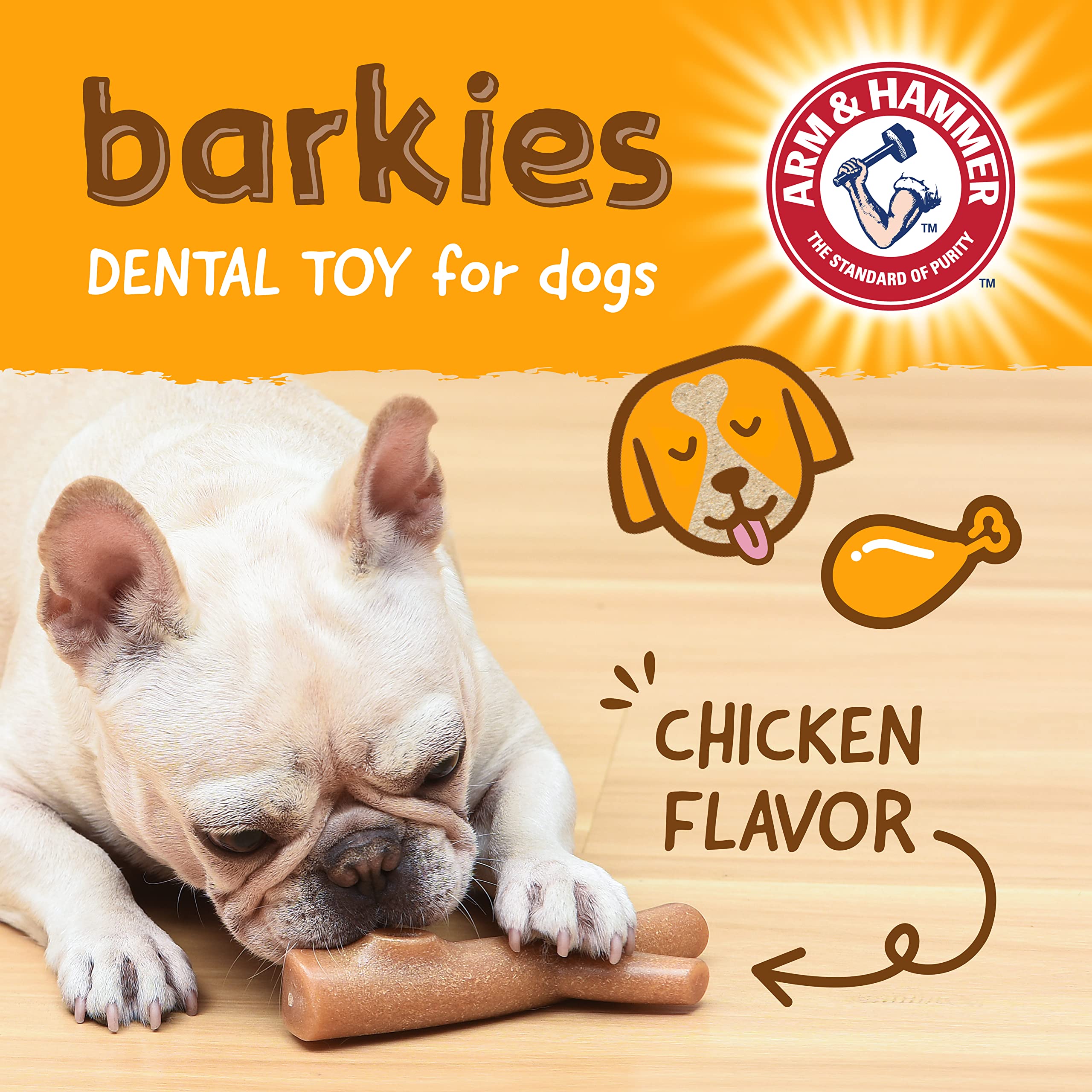 Arm & Hammer for Pets Barkies Tree Bark Compressed Wood Collection, 7 Inch Chicken Flavored Wood Blend Chew Toy for Dogs | Faux