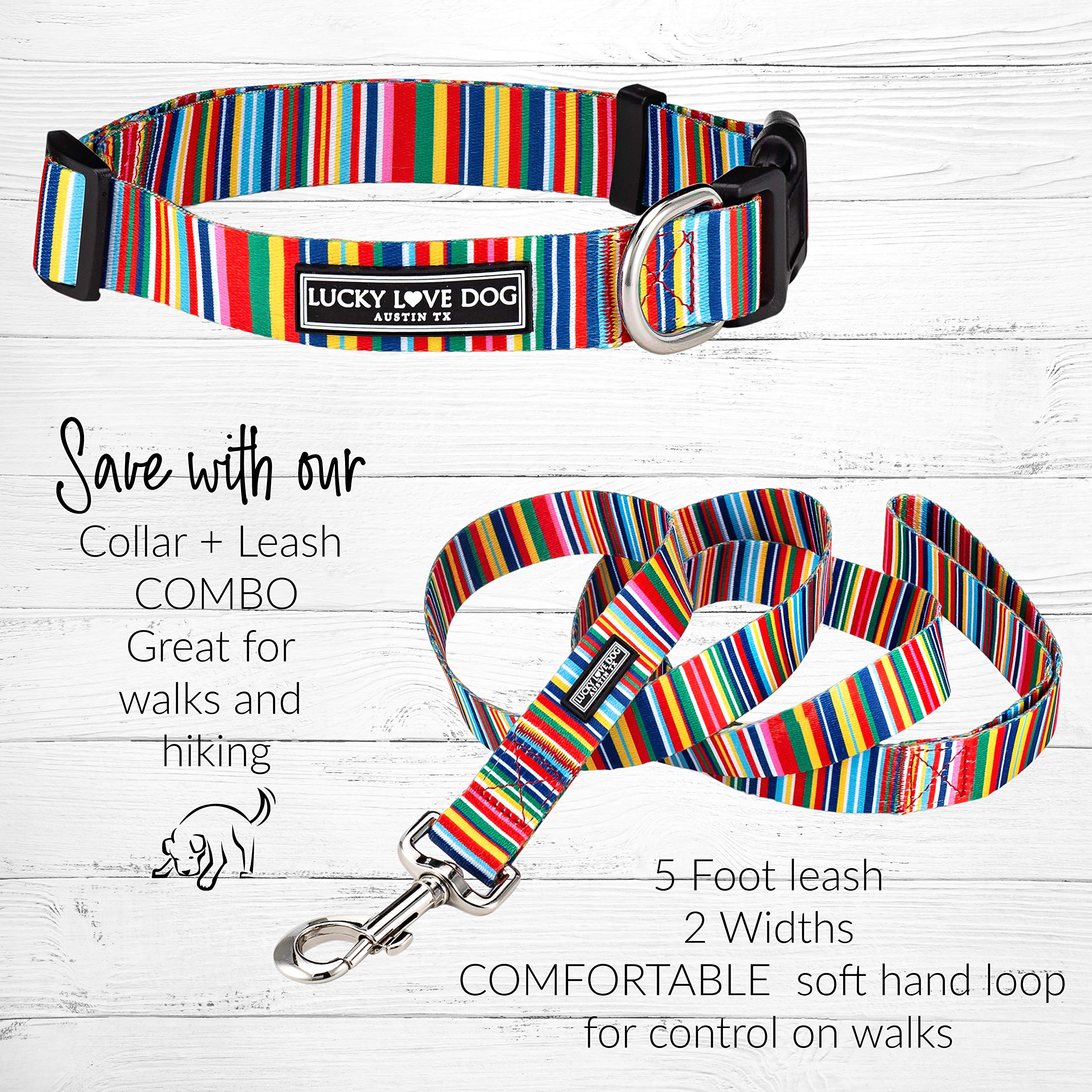 Lucky Love Dog Leash, Beautiful Vivid Patterns, Durable & Long Lasting (Hippie, Large)