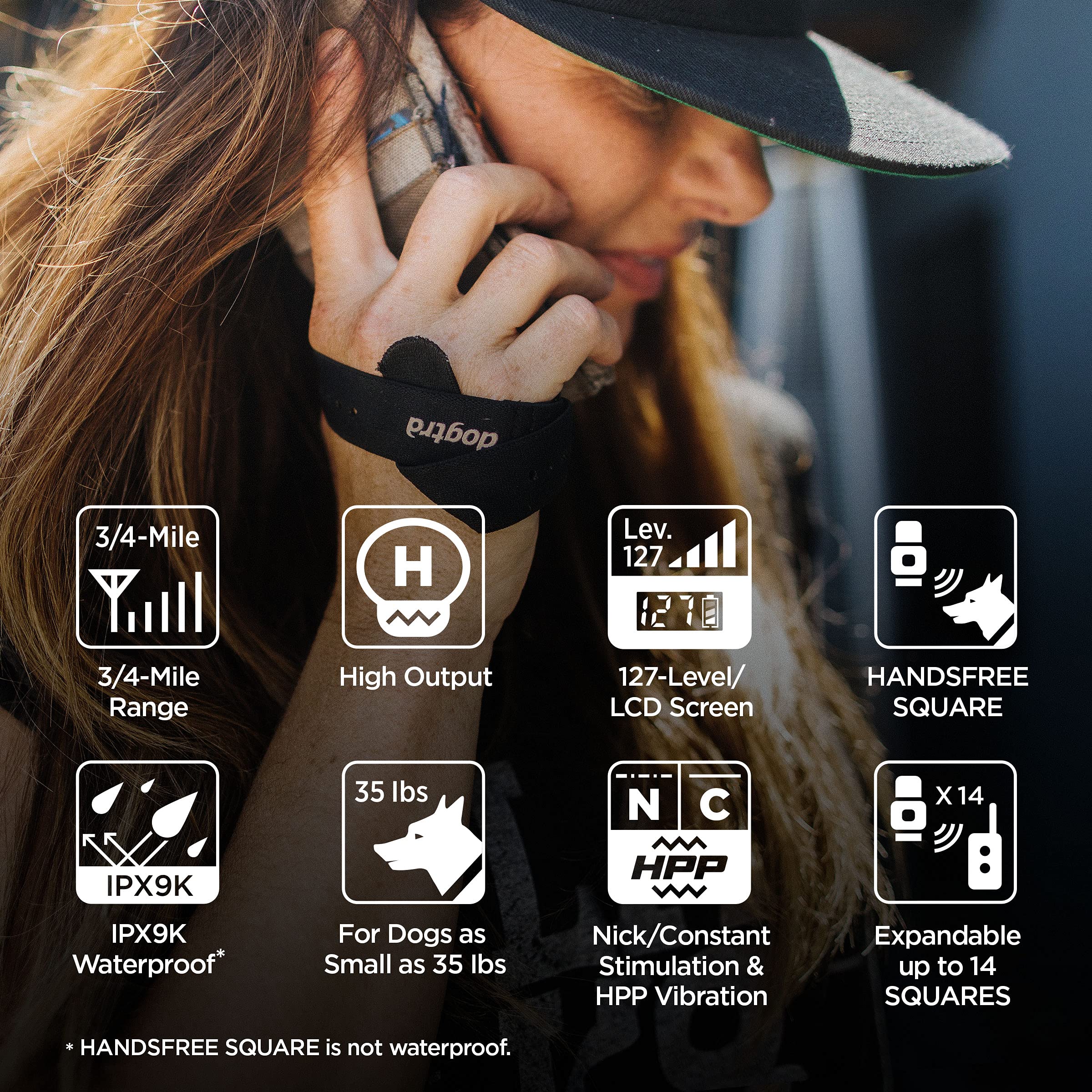 Dogtra 1900S Handsfree Plus Remote Dog Training E-Collar With Expandable Handsfree Square For Discreet Control Ergonomic Rechargeable 3/4-Mile Range Waterproof High-Output