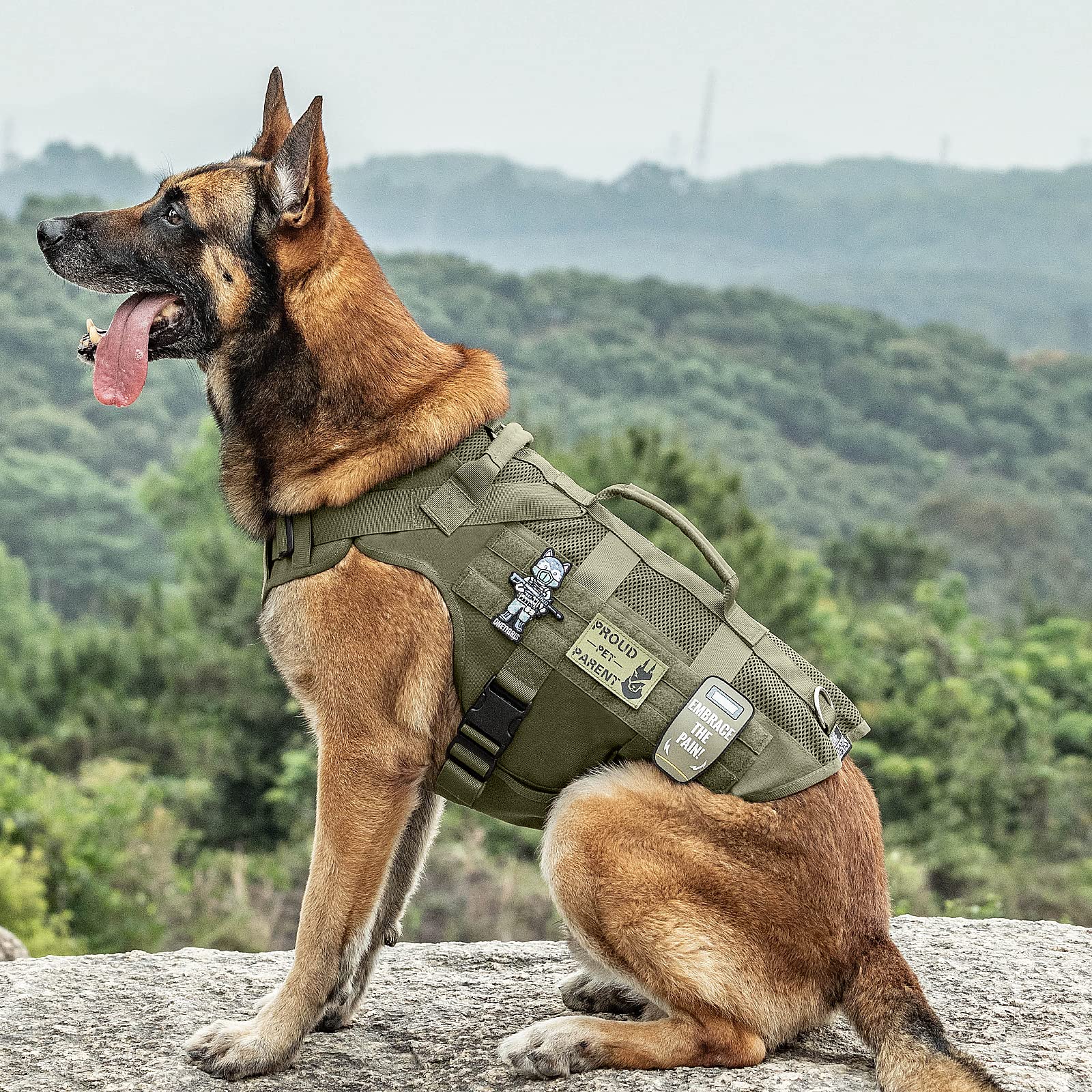 Onetigris Tactical Dog Harness For Small Dog, Mesh Design Service Dog Vest Breathable Military Dog Molle Vests With Handles, Har