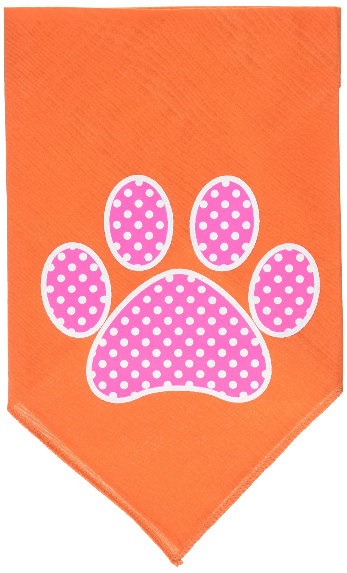 Pet and Dog Bandana Screen Printed, &quot;Pink Swiss Dot Paw&quot; Orange Small