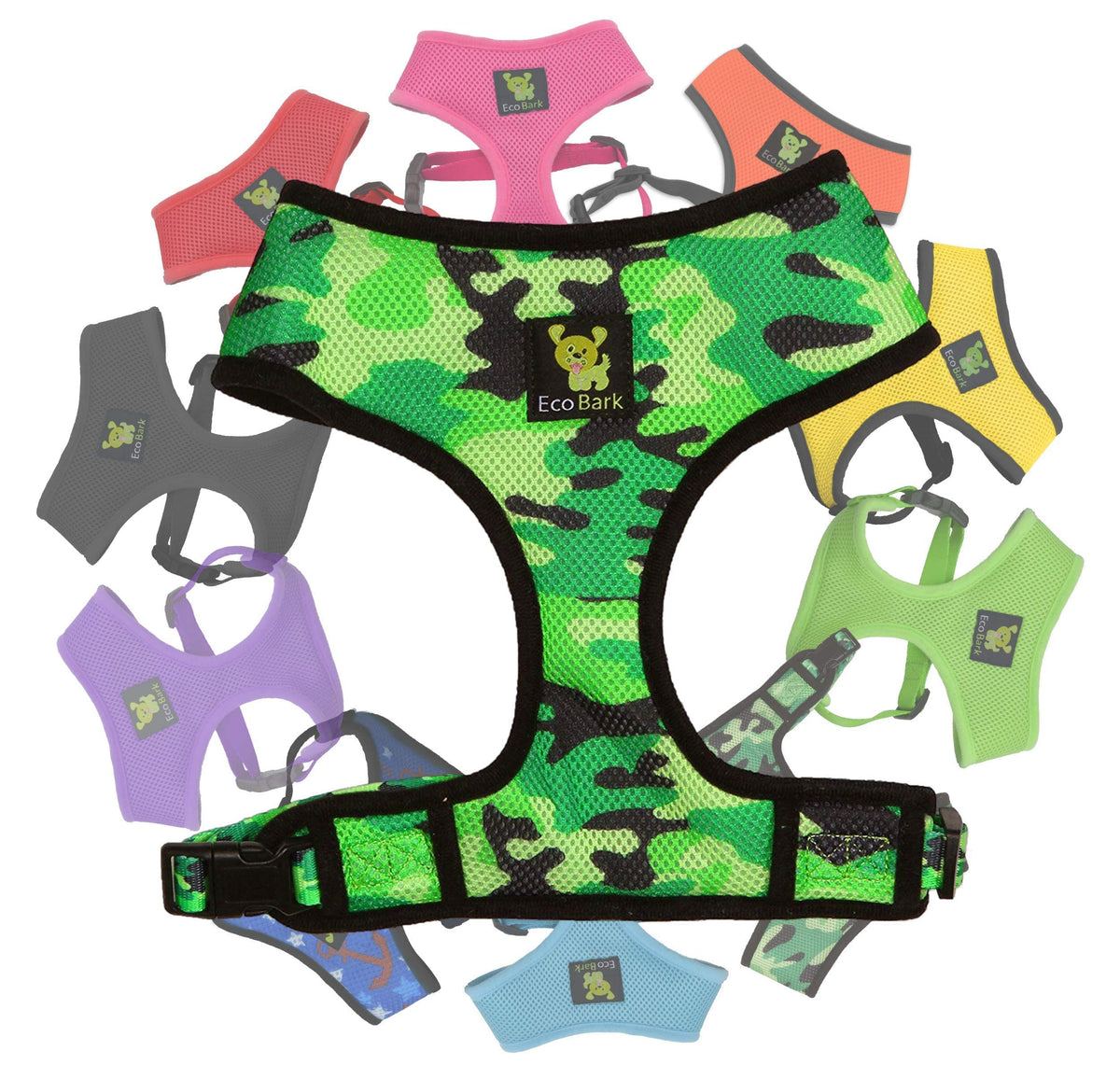Ecobark Dog Harness - Luxurious Soft Mesh - Eco-Friendly Over The Head Vest Harness - No Pull & No Choke Design - Padded Breatha