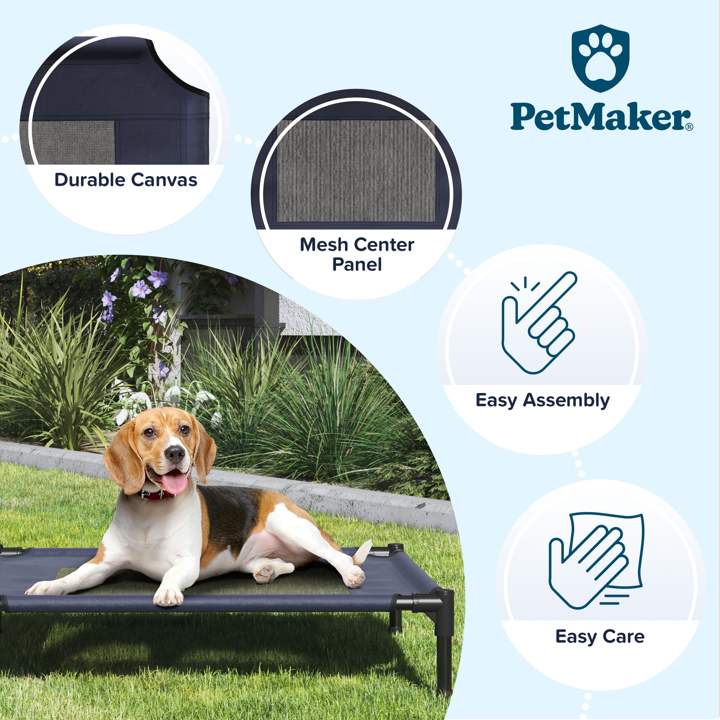 PETMAKER Elevated Dog Bed Cover, 30x24-Inch, Blue, Mesh Panel, Indoor/Outdoor Use, Replacement for Dog Cot, Model 80-PET6084COV