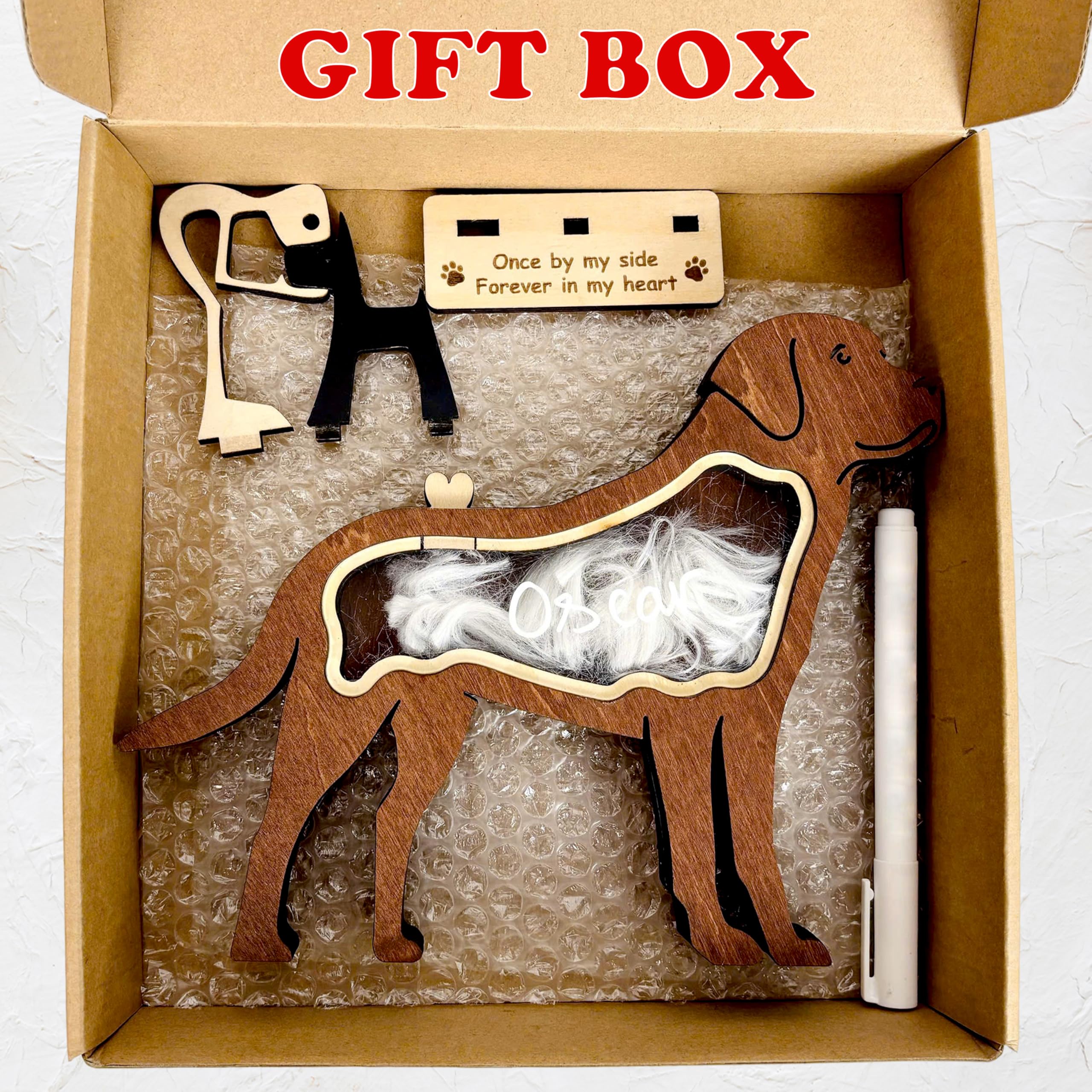 Labrador Dog Hair Keepsake Box Wooden Pet Fur Gifts For Dog Cat Unique Dog Shape Standable Tabletop Decor Pet Dog Memorial Idea