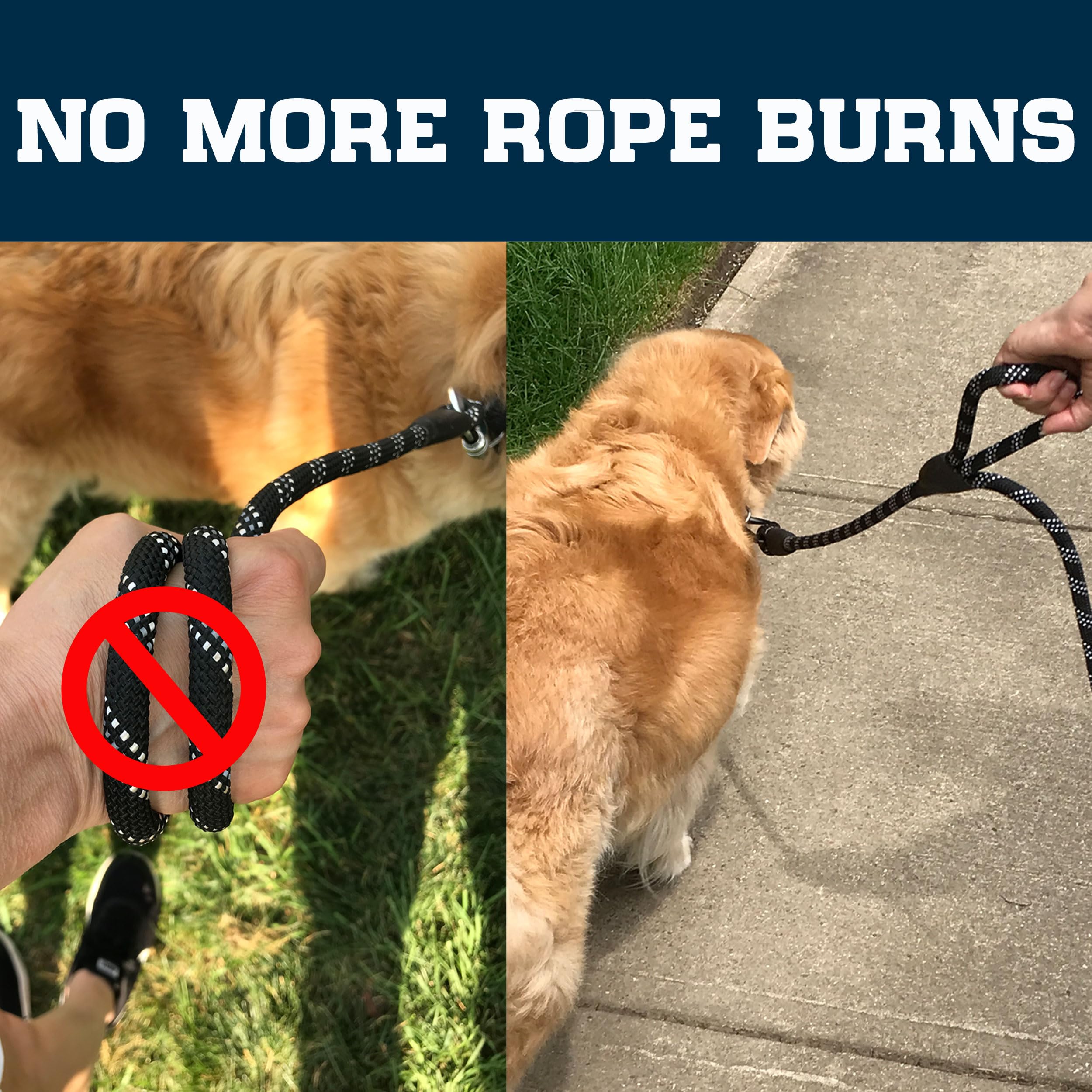 Double-Handle Rope Dog Leash With Locking Carabiner ?Reflective Traffic Leash For Large, Medium, And Small Dogs ?Heavy-Duty And Comfortable For Walking, Training, And Hiking (6 Feet)