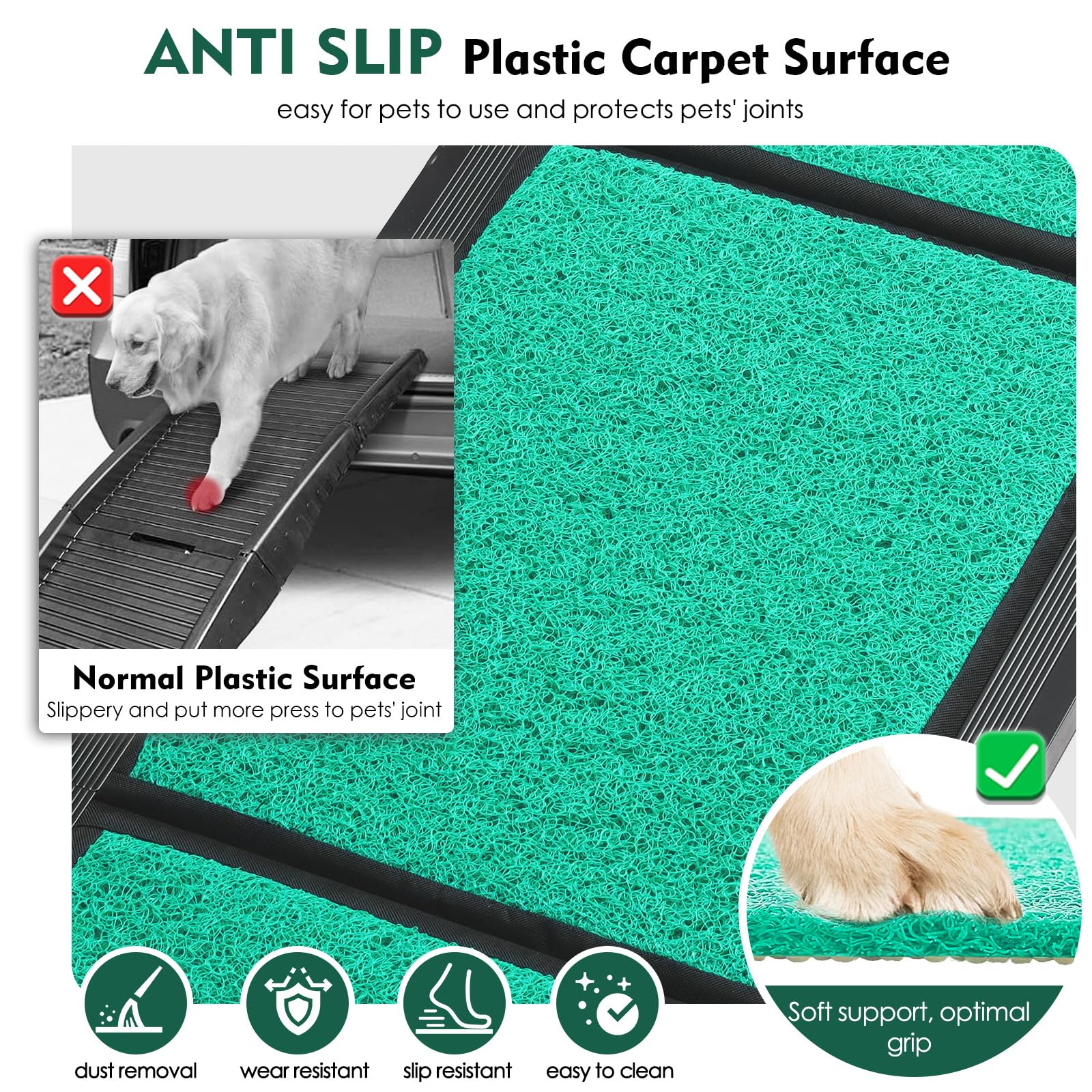 Max Length 71'' & Width 20'' Dog Car Ramp For Large Dogs Up To 250Lbs, Foldable & Non-Slip Surface Ideal For Cars, Suvs, Trucks