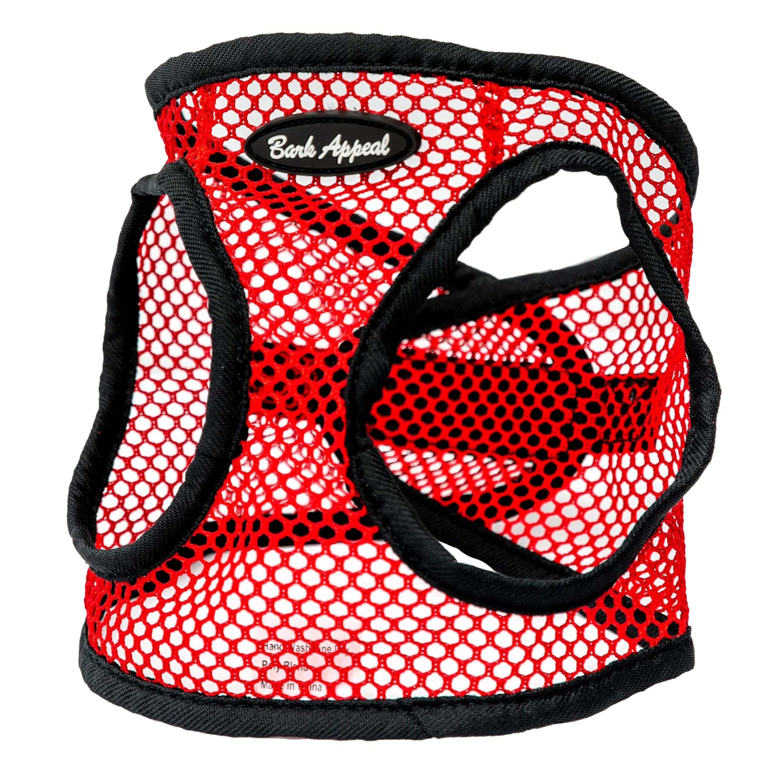 Bark Appeal Red Netted Step-in Dog Harness for Extra Small Sized Pets - Updated Sizing, Remeasuring is Essential - Soft Netted M