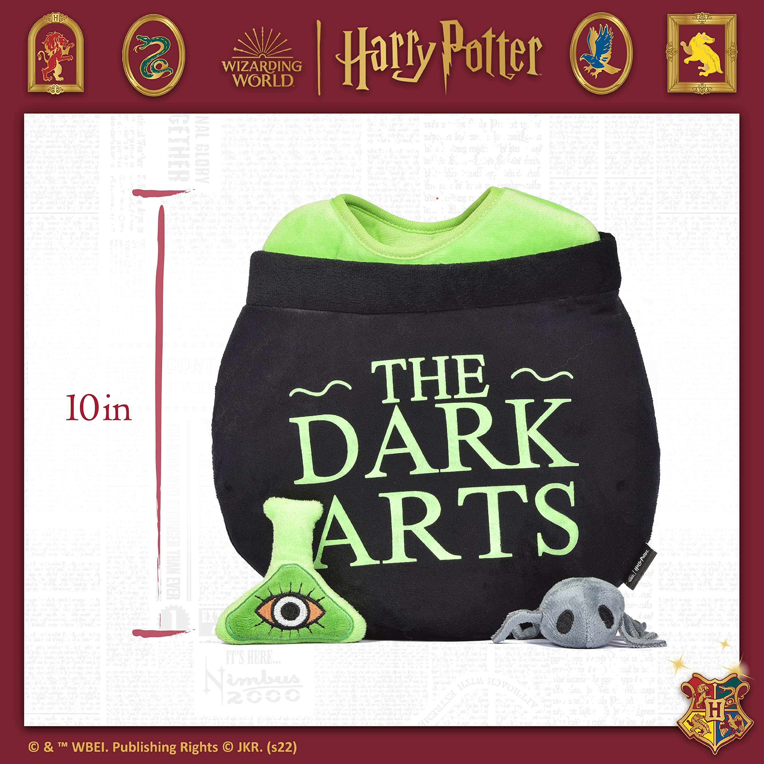 Harry Potter 10'' Dark Arts Potion Burrow Toy Dog Toy Dark Arts Cauldron with Plush Removable Parts Dark Arts Cauldron, Potion,