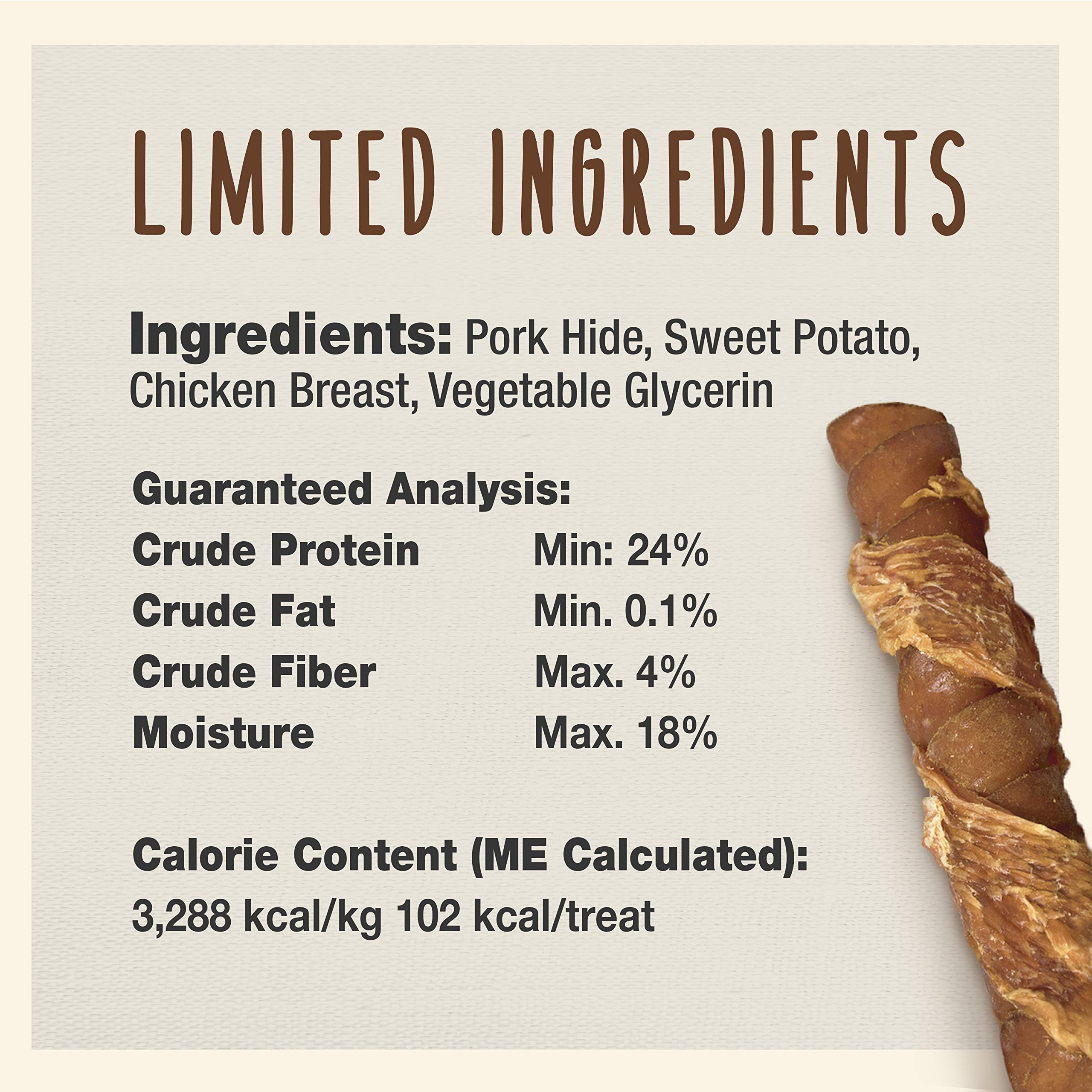 Cadet Gourmet Triple Chews Dog Treats - Long-Lasting Pork Hide Sticks with Sweet Potato & Chicken, 6.3 oz, Healthy for Small & Large Dogs