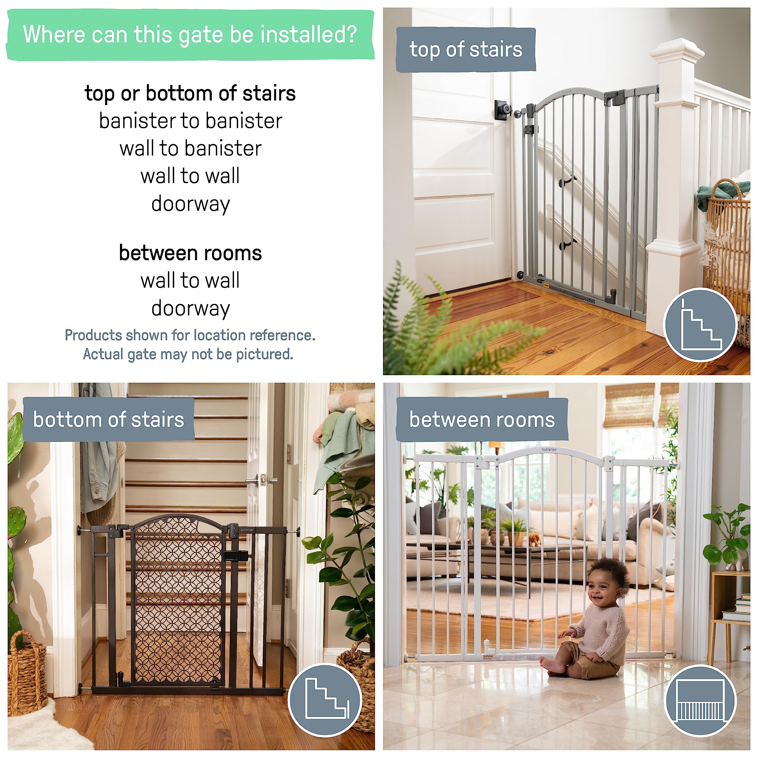 Summer Infant Modern Home Walk-Thru Safety Pet And Baby Gate, 28'-42' Wide, 30' Tall, Pressure Or Hardware Mounted, Install On Wall Or Banister In Doorway Or Stairway, Auto Close Door - Espresso