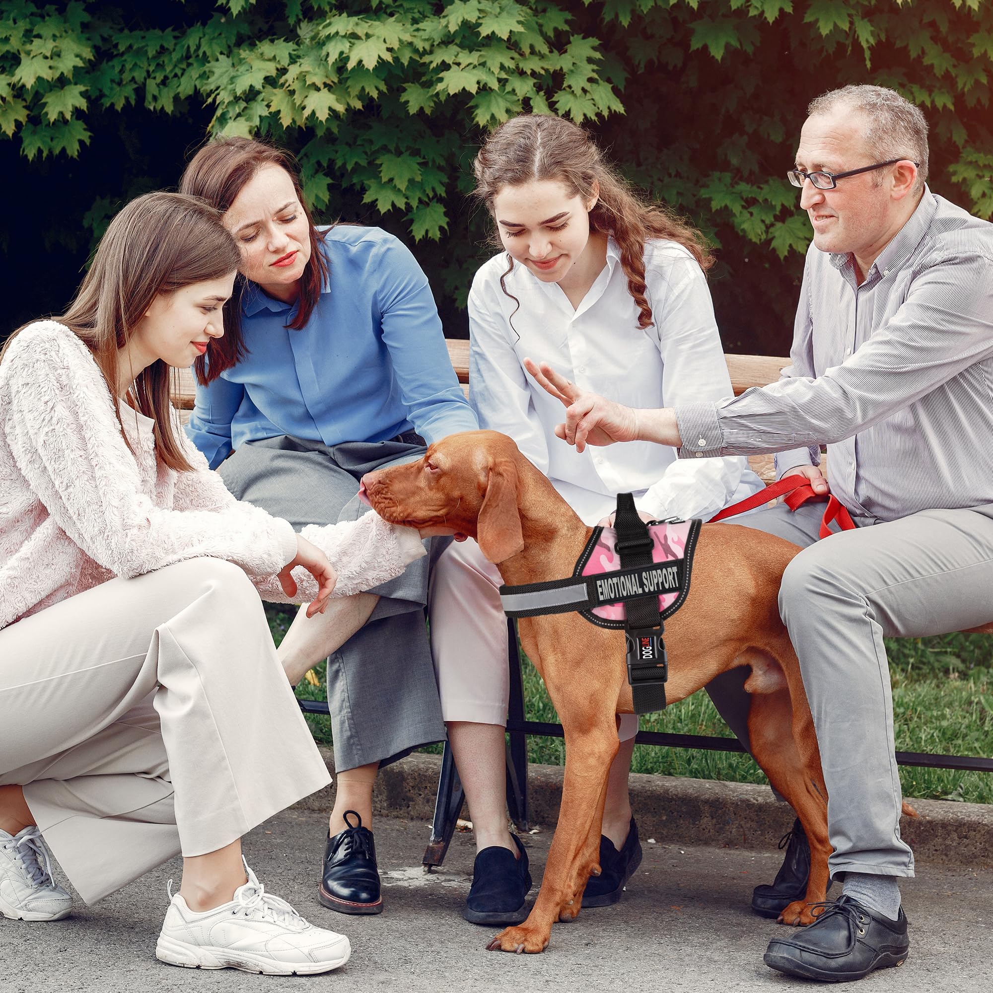 Dogline Unimax Dog Harness Vest With Emotional Support Patches Adjustable Straps Breathable Neoprene For Identification Training Dogs Girth 22 To 30 In Pink Camo