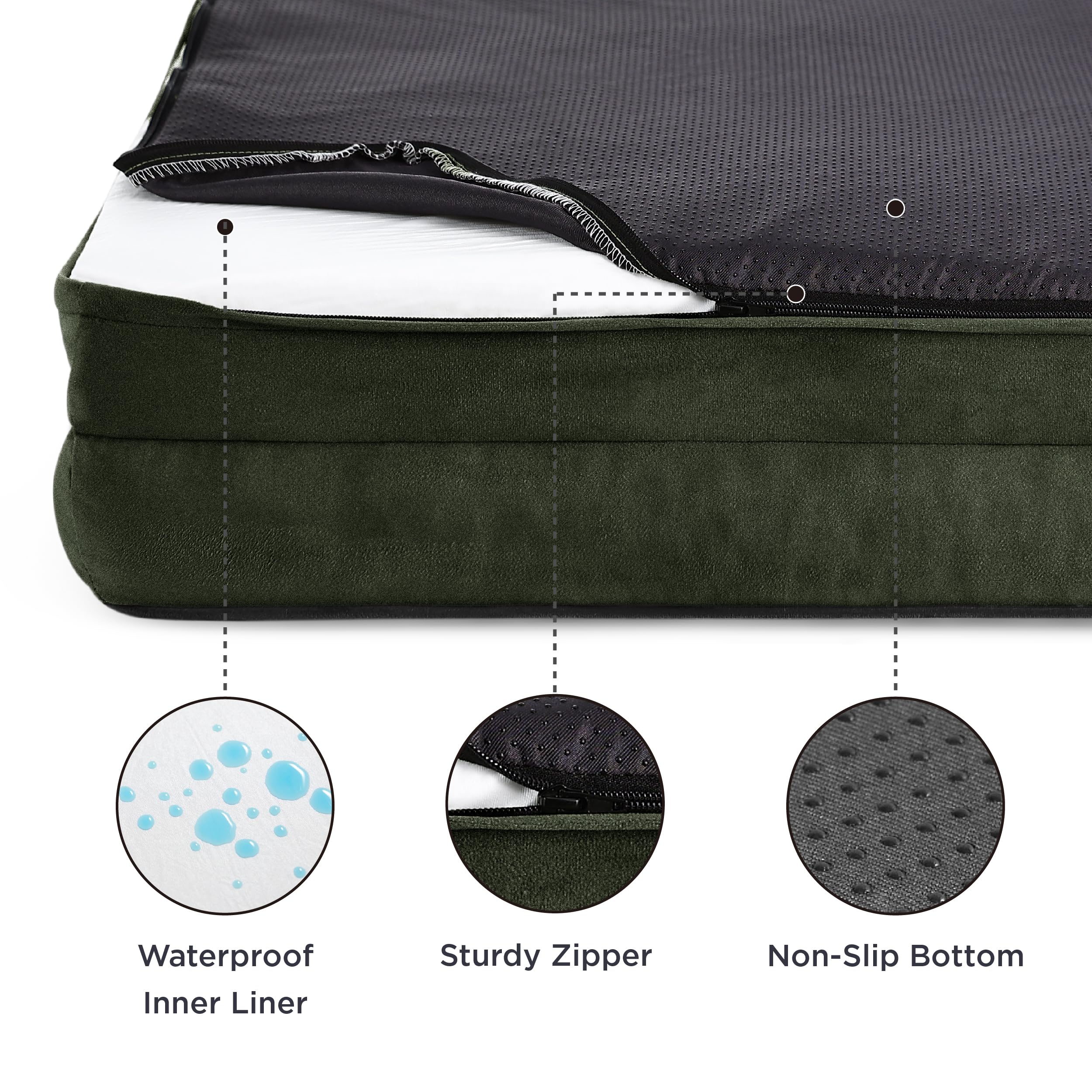 Bedsure Orthopedic Dog Bed For Extra Large Dogs - Xl Plus Waterproof Dog Sofa Beds, Supportive Foam Pet Couch Bed With Removable Washable Cover, Waterproof Lining And Nonskid Bottom, Dark Green