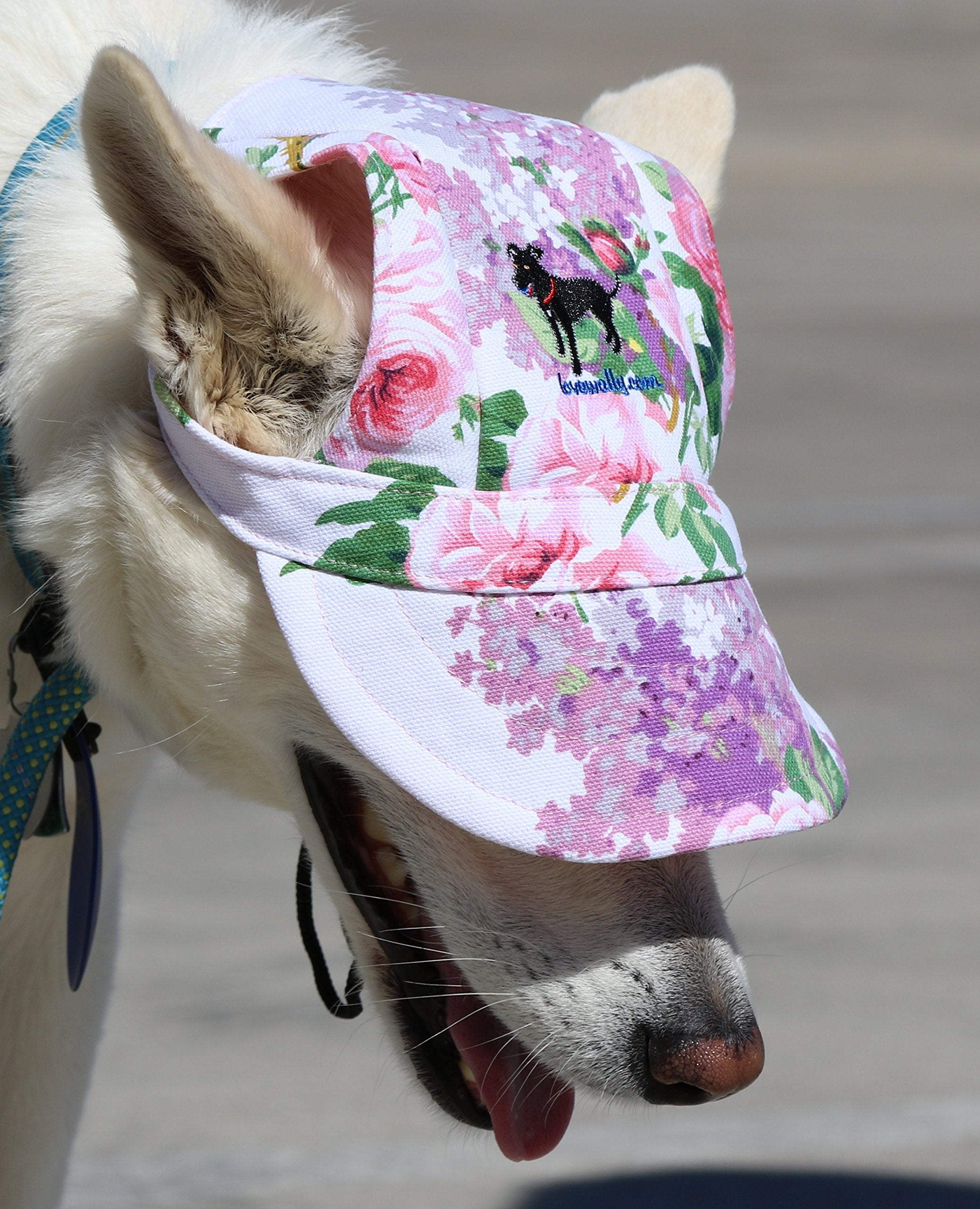 Lovewally Dog Outdoor Pet Hat Pink Floral Adjustable (Large)