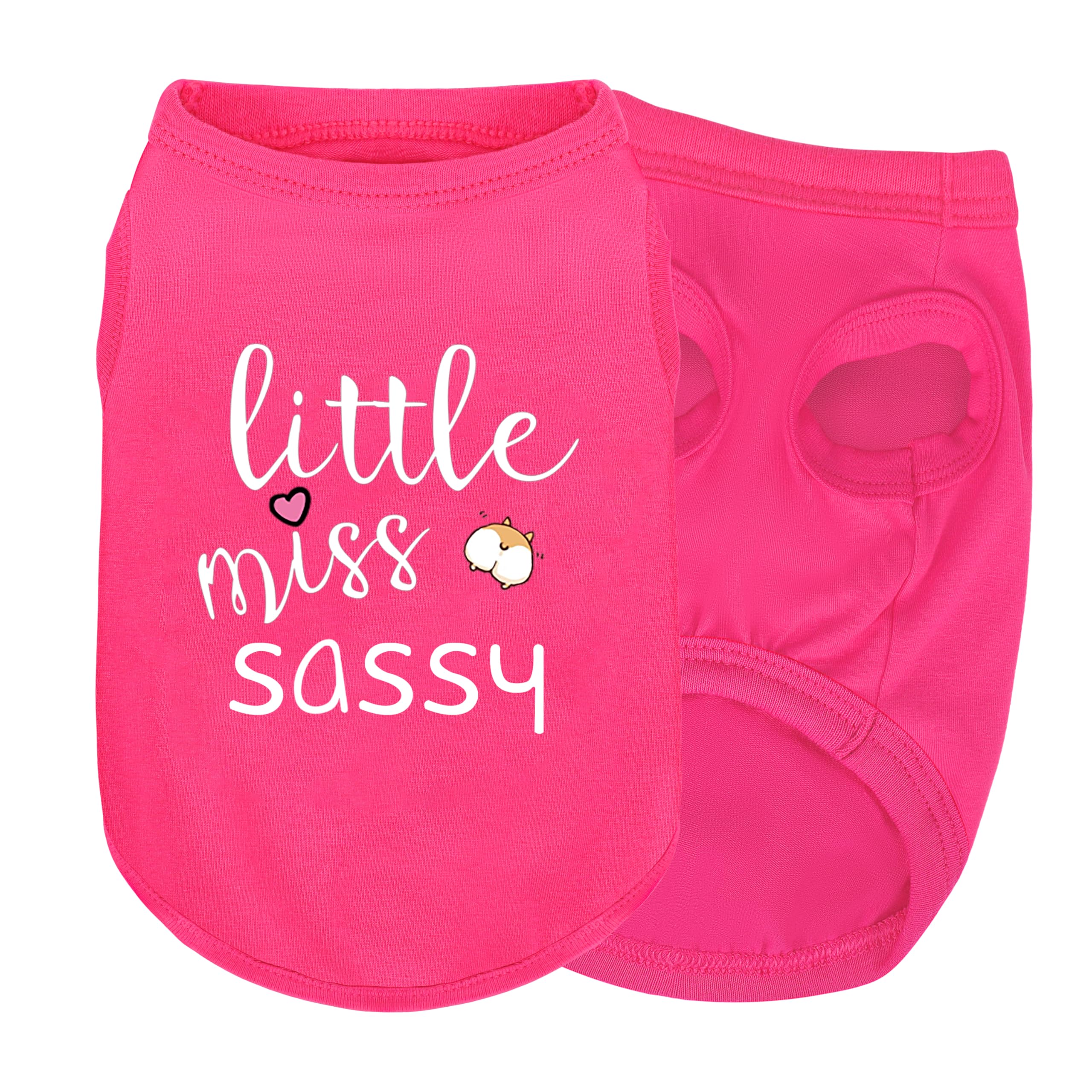 Pink Cotton Dog Shirt With 'Little Miss Naughty' Bee Print, Soft & Breathable Pet Apparel For Small To Large Dogs, Cute All-Seas