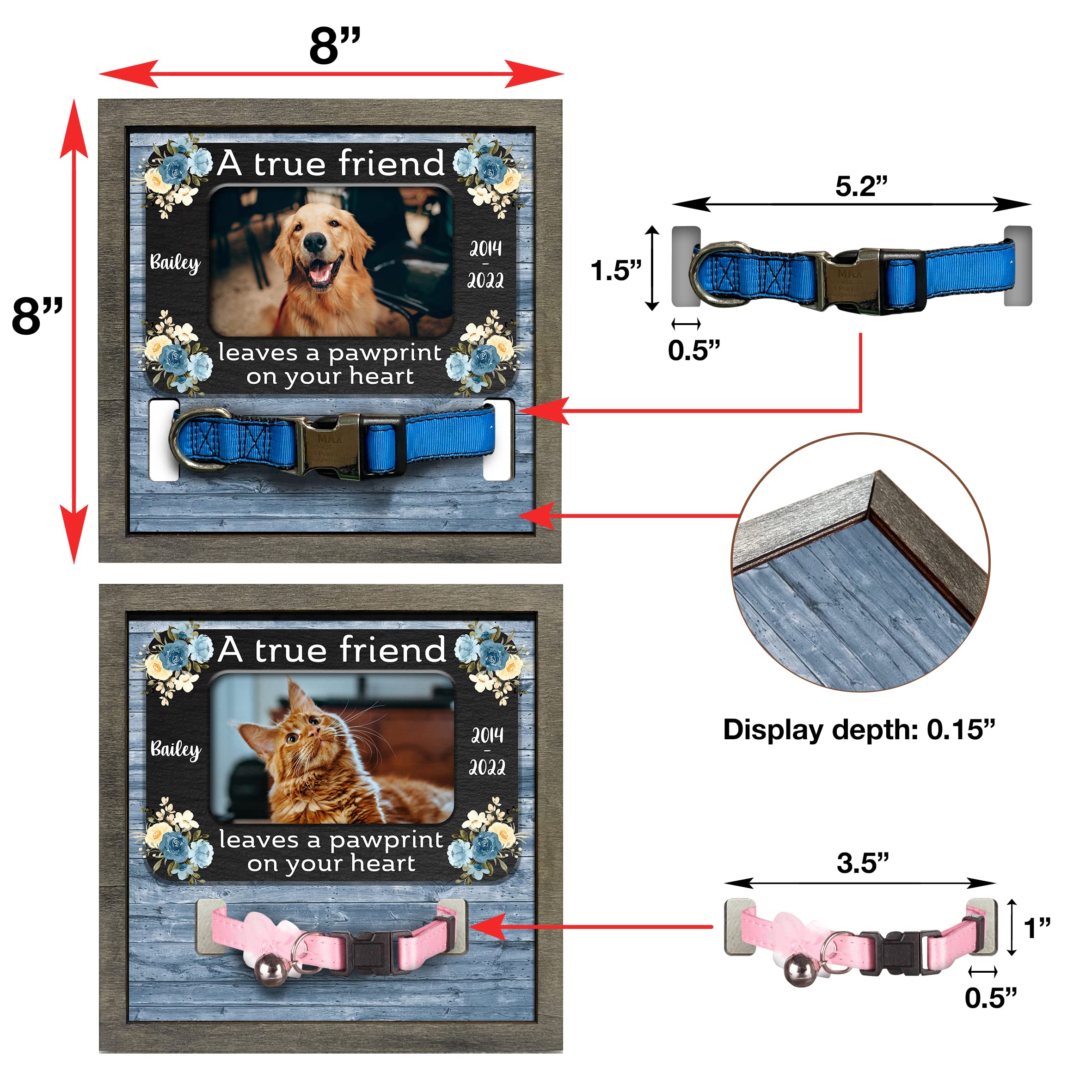 Bfigift Dog Memorial Gifts Personalized Loss Of Pet Dog Memorial Picture Frame Pet Loss Gift Dog Personalized Custom Pet Memorial Cat Picture Collar Frames Memory Boxes For Keepsakes Death Remembrance