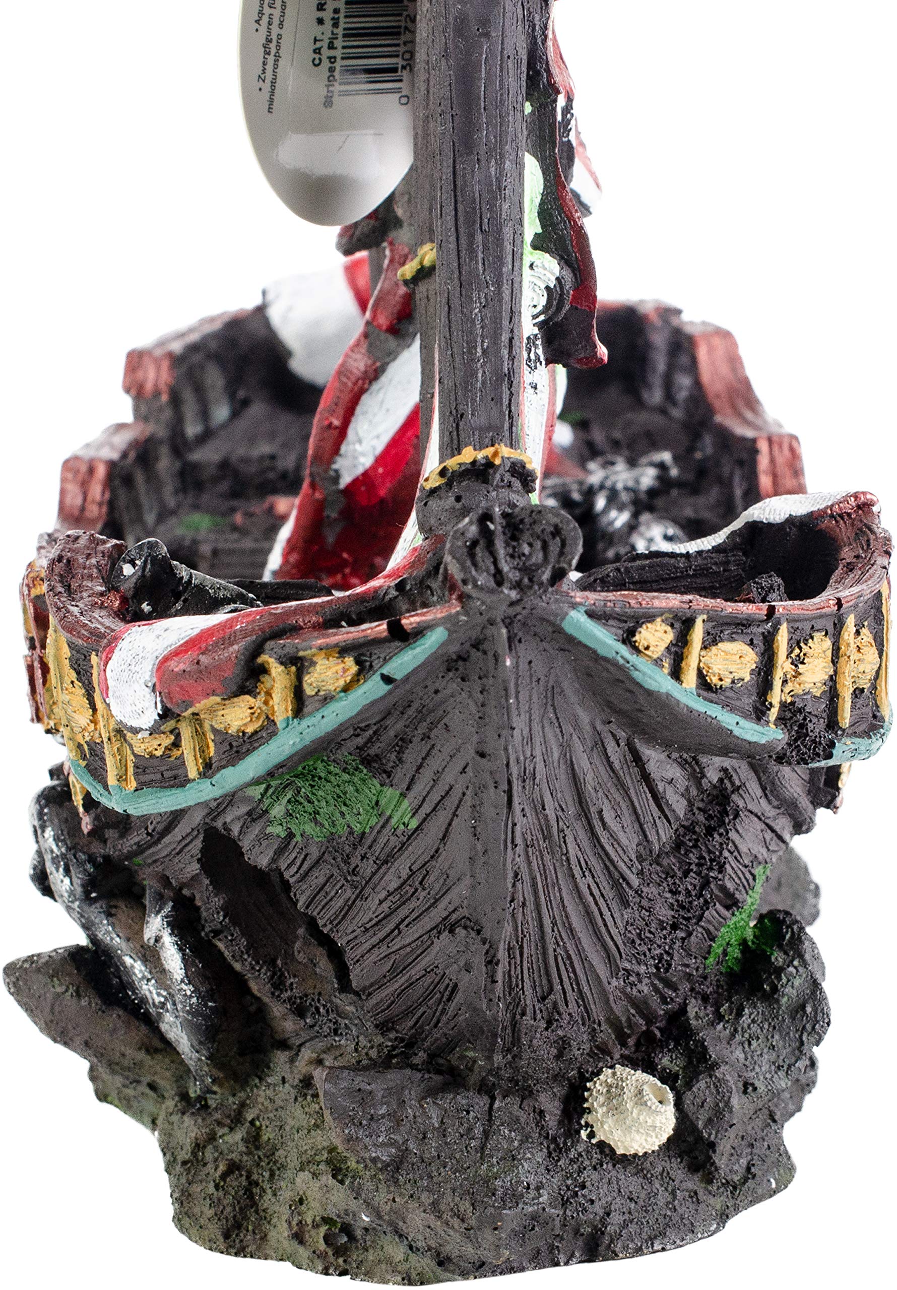 Penn-Plax Deco-Replicas Striped Sail Shipwreck Aquarium Decoration – Safe For Freshwater And Saltwater Fish Tanks – Medium