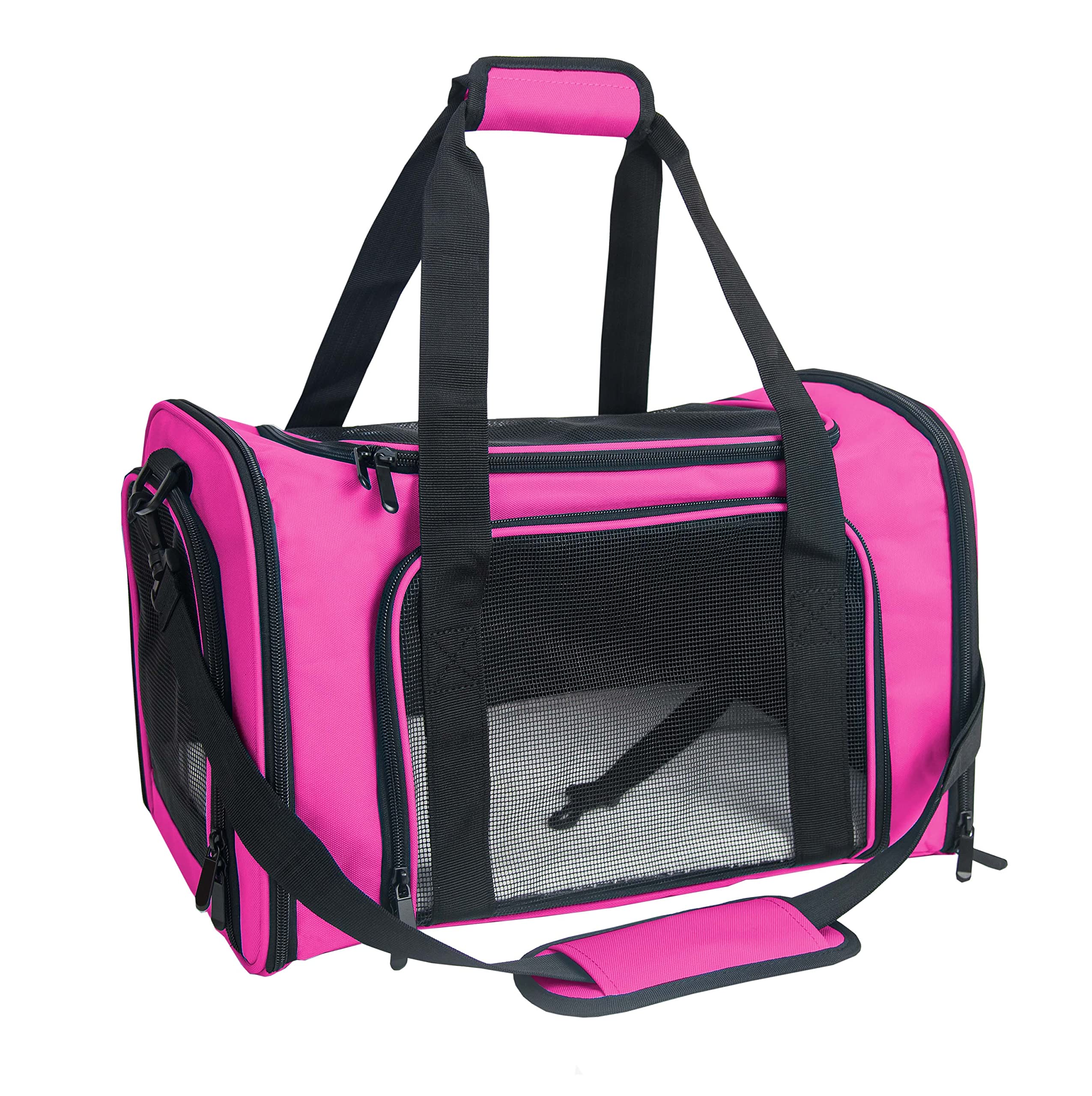 Nextfri Soft Sided Carrier For Small Medium Cats Dogs,Tsa Airline Approved Collapsible Travel Pet Carrier (Medium, Magenta)