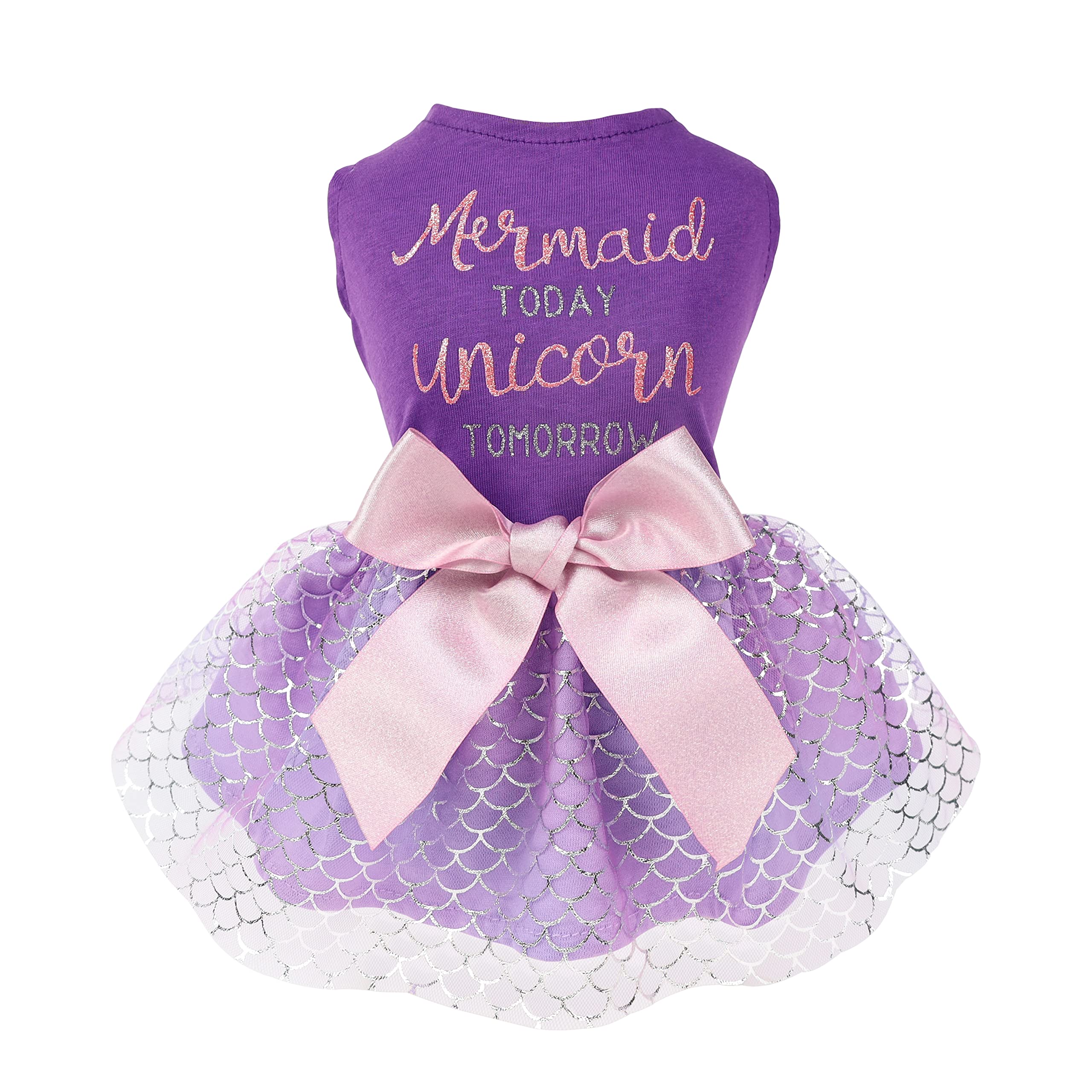 Fitwarm Mermaid Today Unicorn Tomorrow Dog Tulle Dress, Sparkly Dog Clothes For Small Dogs Girl, Pet Beach Costume, Cat Summer O