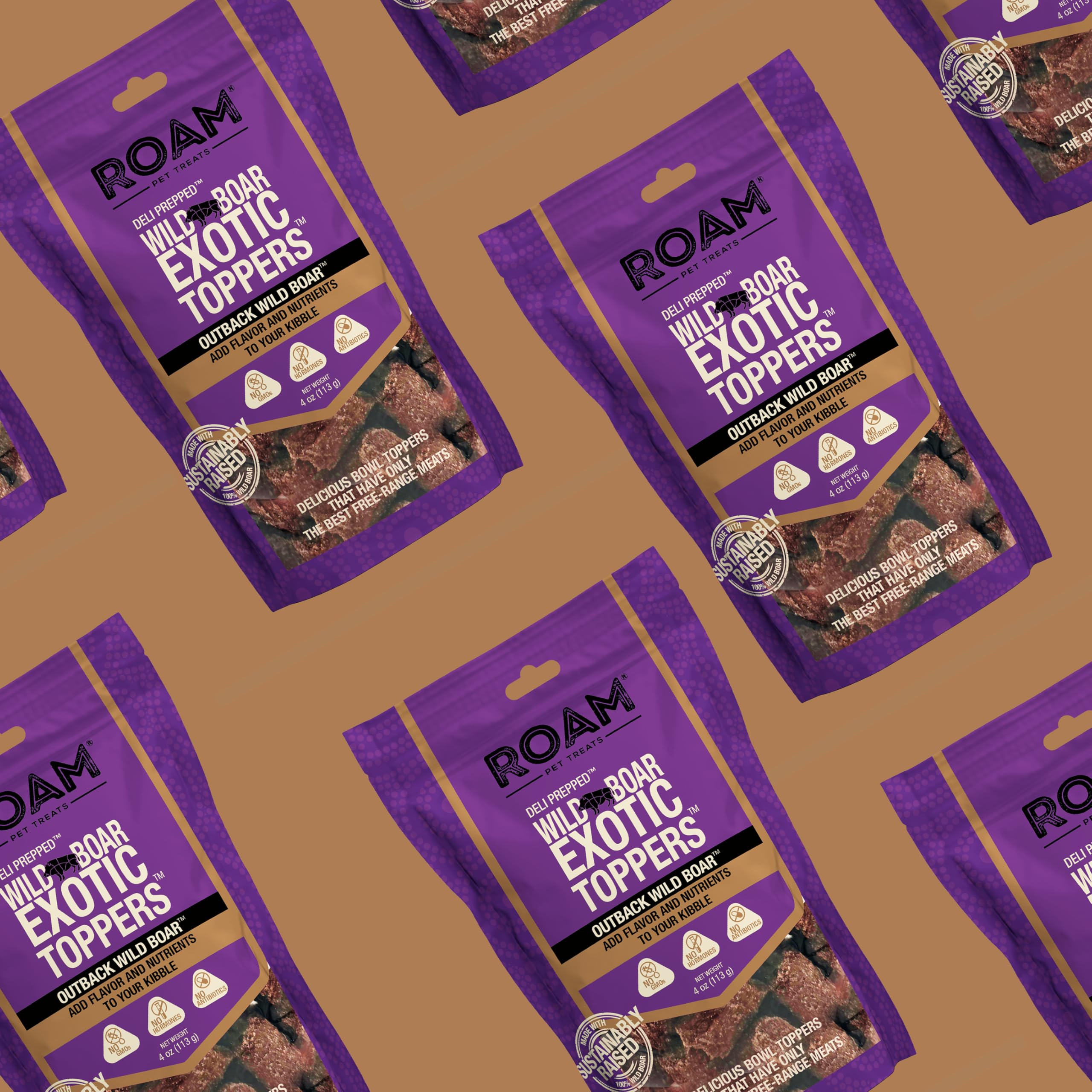 ROAM Pet Treats Wild Boar Exotic Dog Topper - Single Protein, Sustainably Raised Wild Boar Meat Dog Food Topper - Non-GMO, 4 Oun