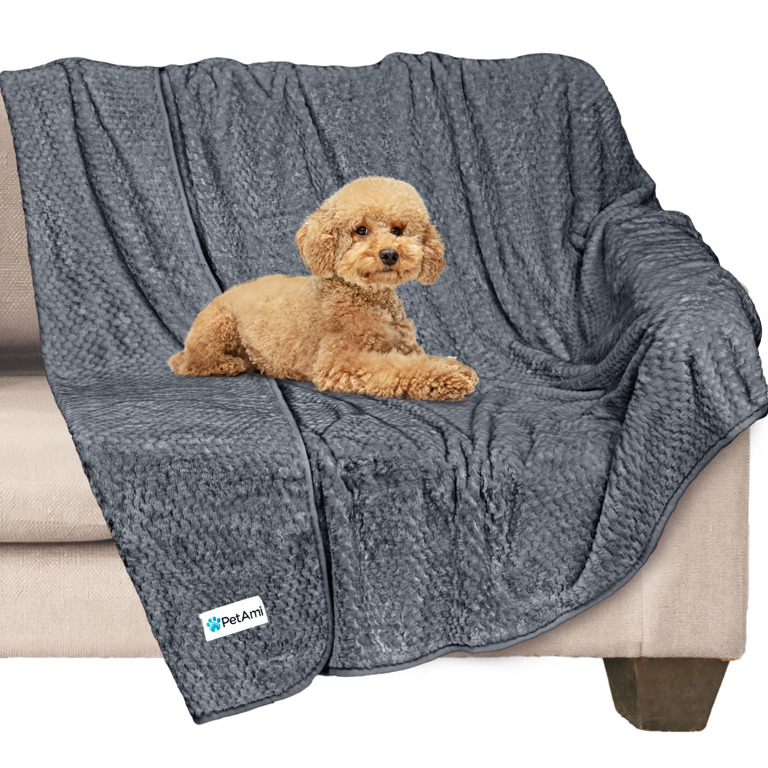 PetAmi Waterproof Dog Blanket, Leakproof Puppy Blanket for Medium Large Dogs, Furniture Sofa Couch Cover Protector, Fleece Pet T