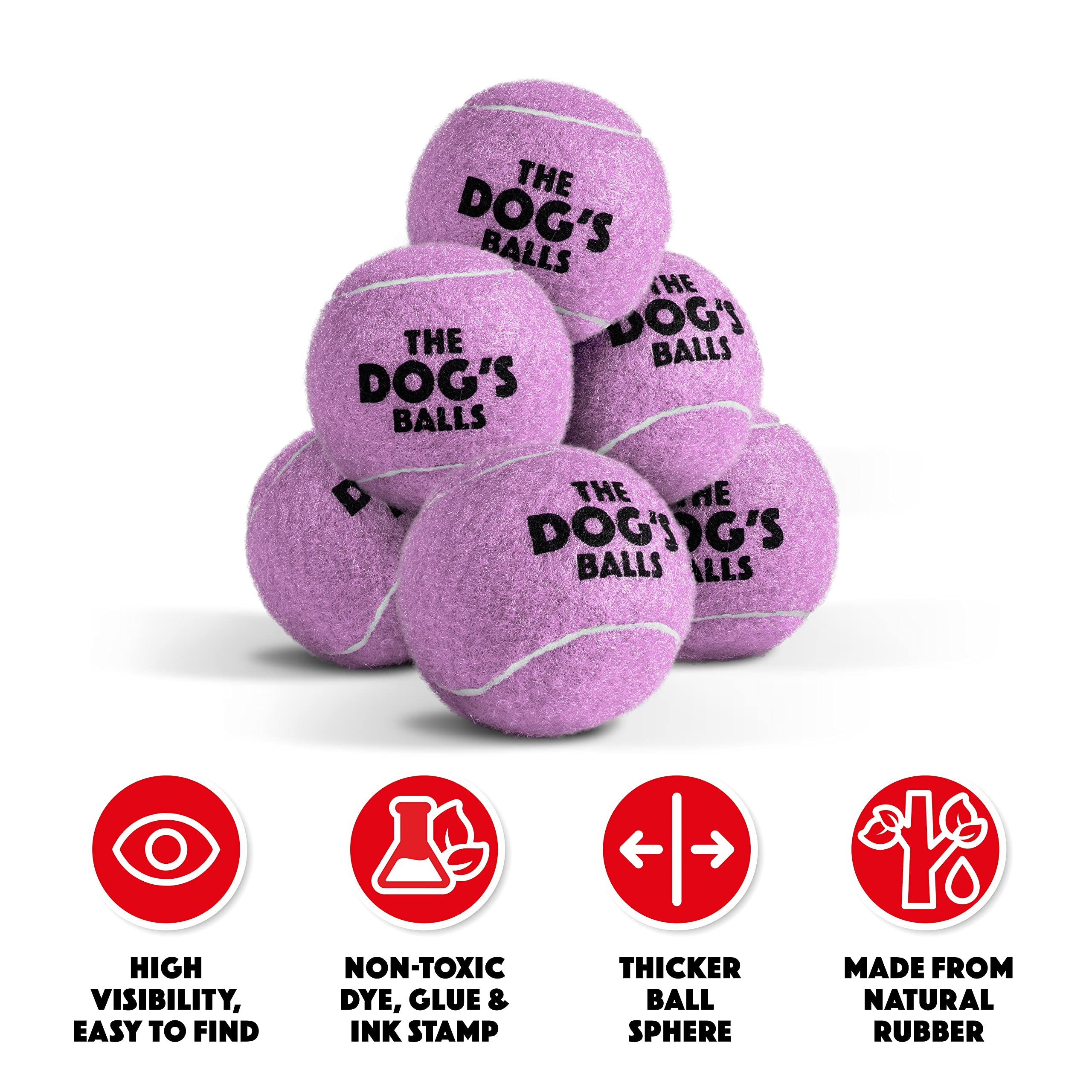 The Little Dog'S Balls, Dog Tennis Balls, 6-Pack Lilac Dog Toy, Strong Dog & Puppy Ball For Training, Play, Exercise & Fetch