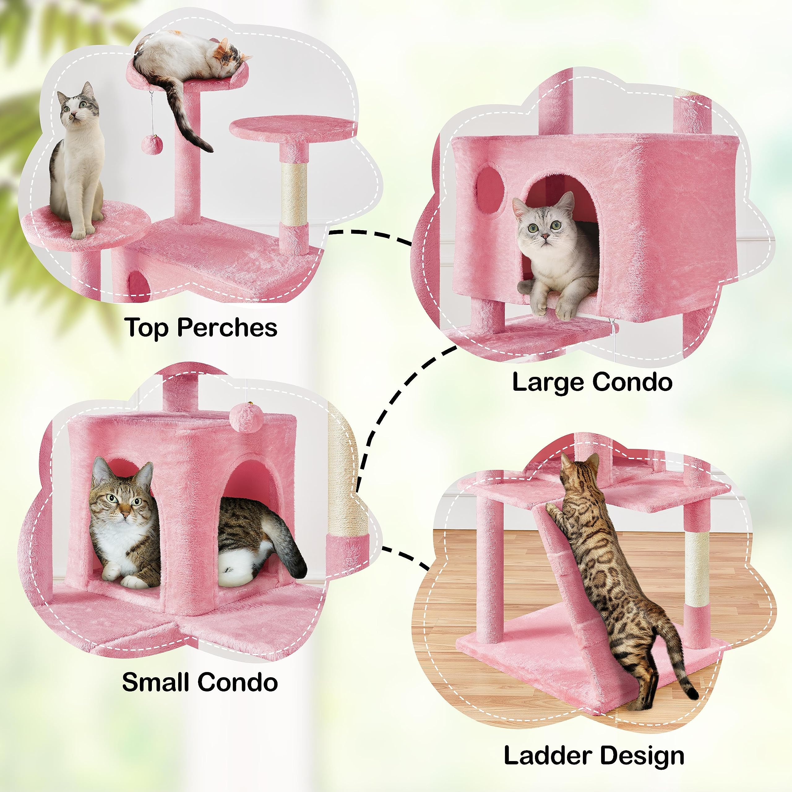 Yaheetech Xl Cat Tree, 80In Multi-Level Tower W/Scratching Posts, Double Cat Condo, Perched Platforms & Dangling Balls, Activity