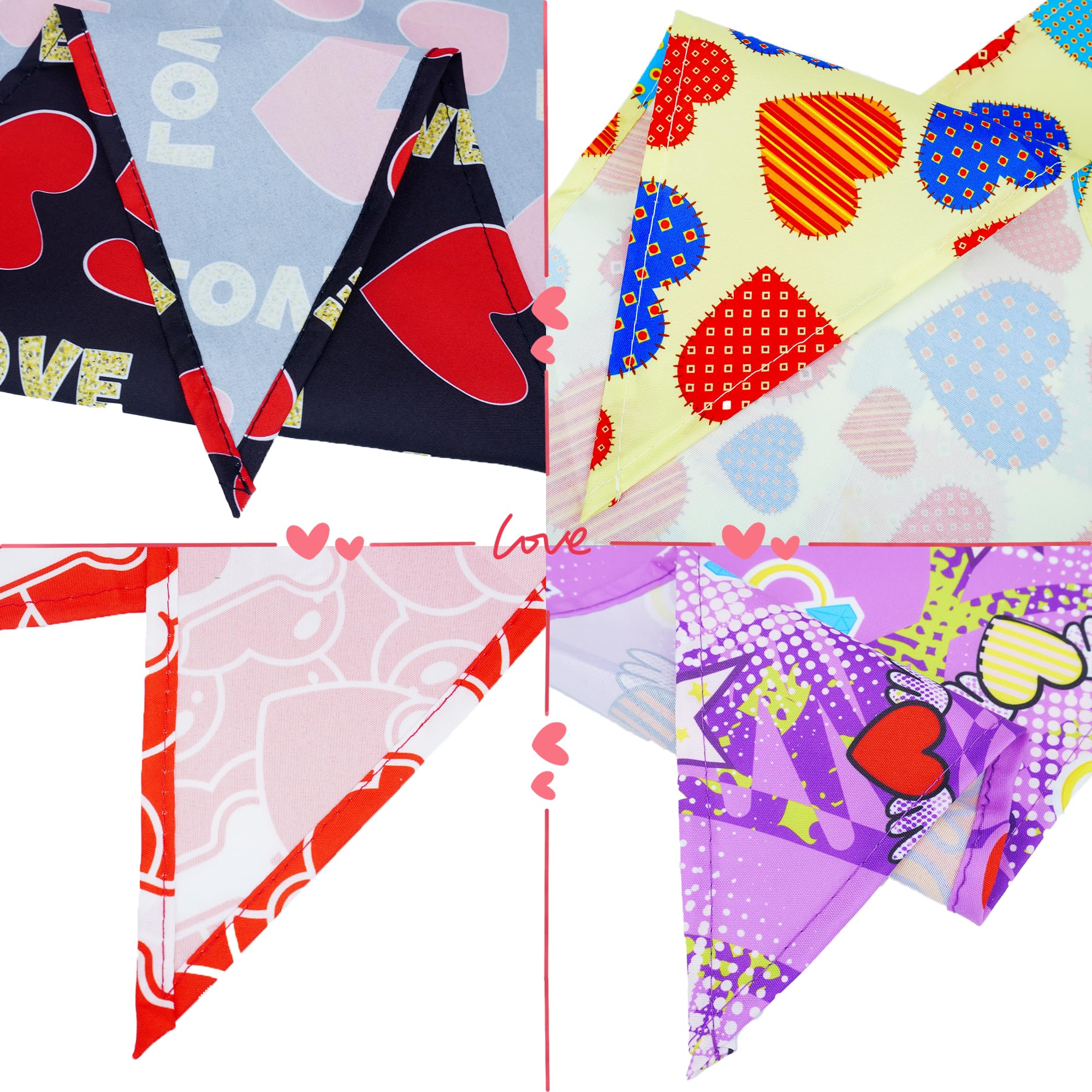 JpGdn 10PCS Valentines Dog Bandanas with Heart Lip Rose Love Print for Medium Breed Dog Triangle Bibs Scarves for Boys and Girls