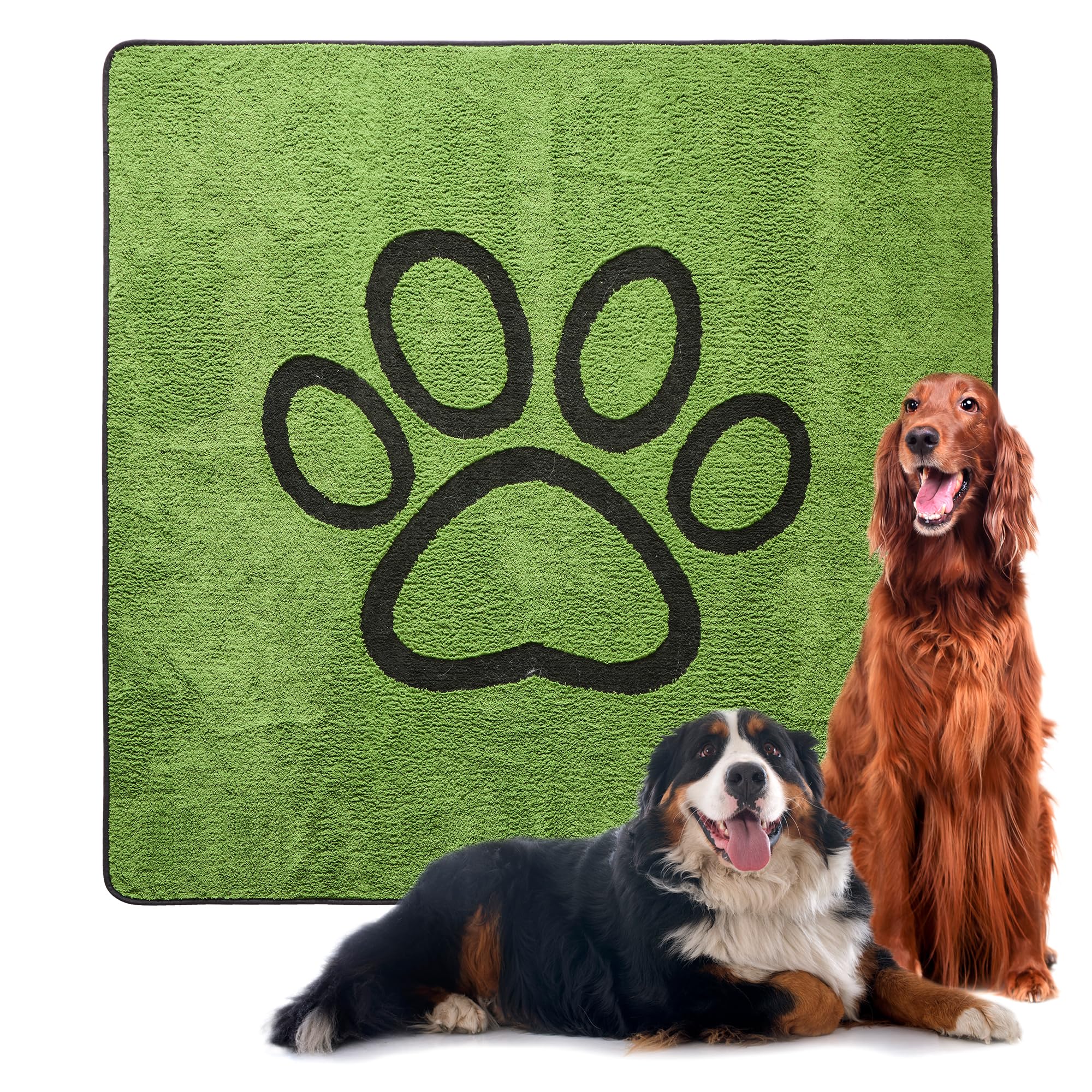 Qeils Washable Pee Pads For Dogs, 1 Pack Super Absorbent Reusable Puppy Pads With Green Long Wool For Potty Training, Floor, Cou