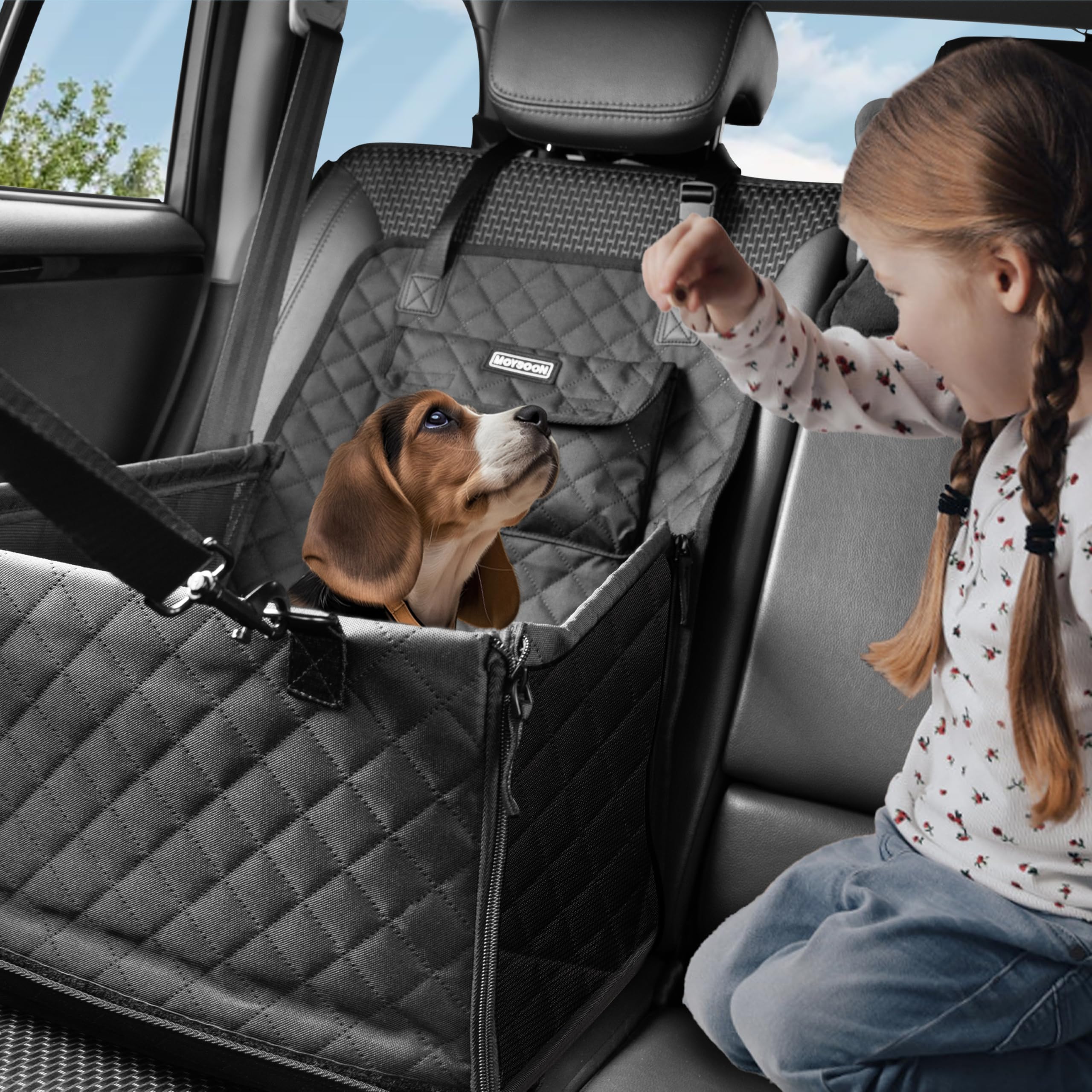 Dog Car Seat For Small Dogs, Foldable Non-Slip Pet Carseat With Storage Pocket, Waterproof & Durable Dog Seat Cover For Cars/Suv