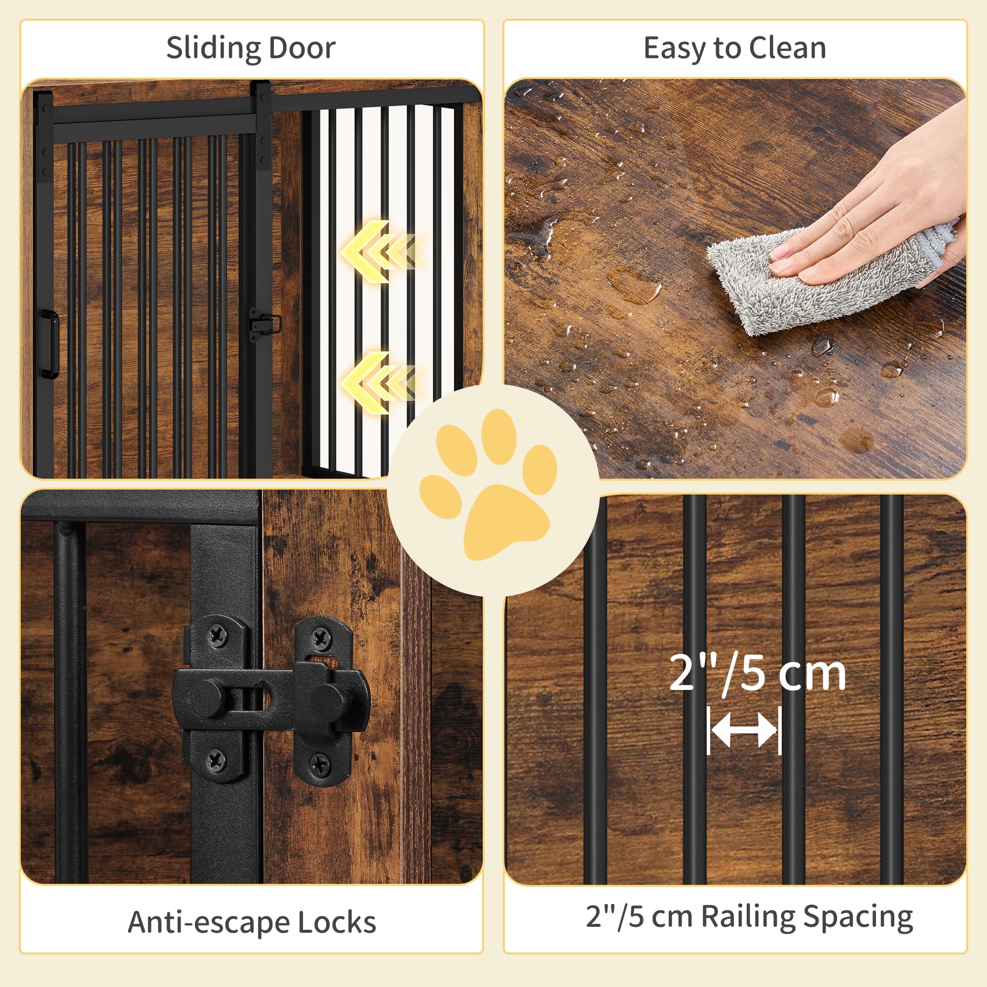 Hzuaneri Dog Crate Furniture, 27.2 Double Door Dog Crate with Barn Door, Dog Kennel Indoor, End Side Table Wooden Dog Crate for