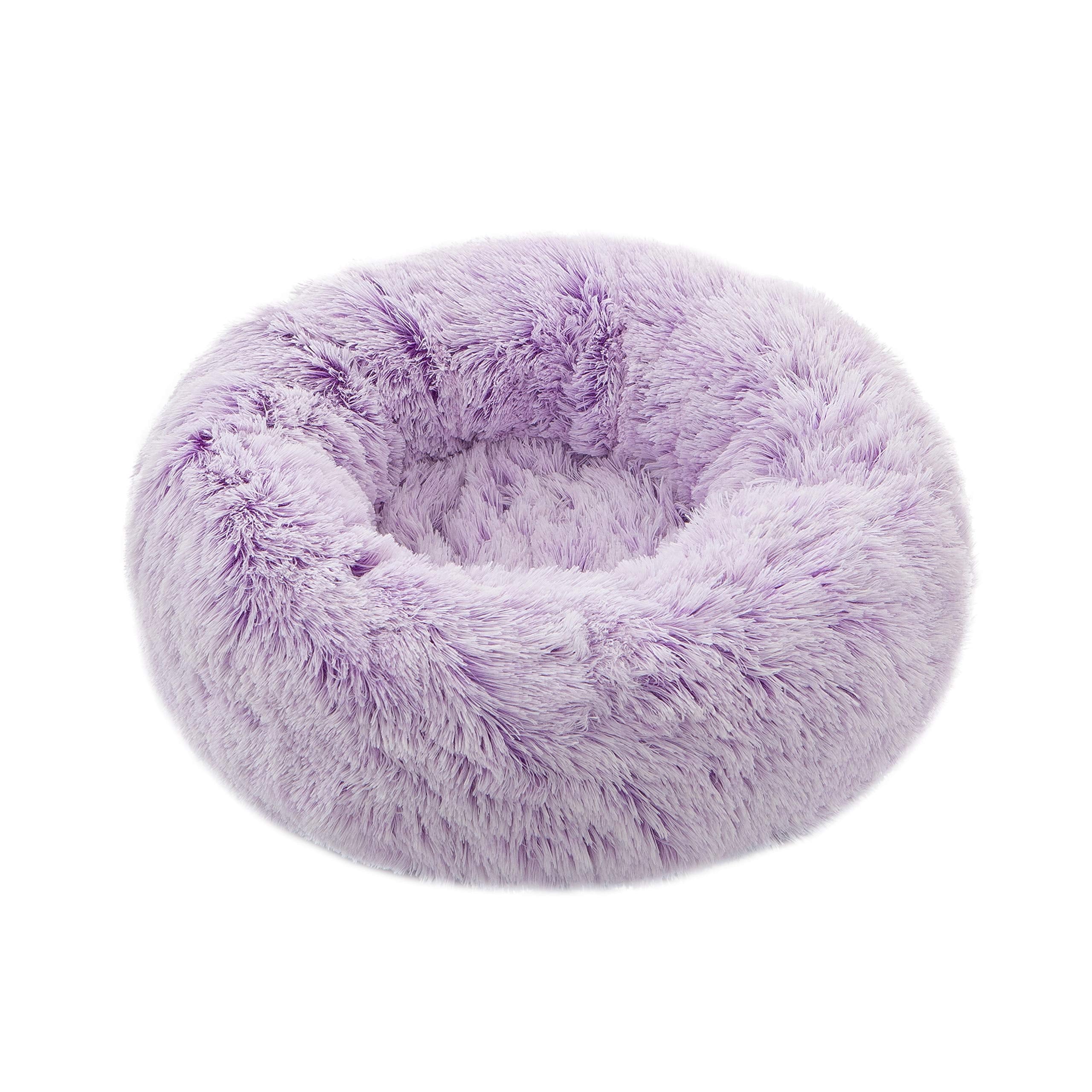 Tormays Calming Donut Dog Bed Xl, Plush Round Cuddler Dog & Cat Bed, Anit-Anxiety Marshmellow Fluffy Faux Fur Cushion (32, Pur
