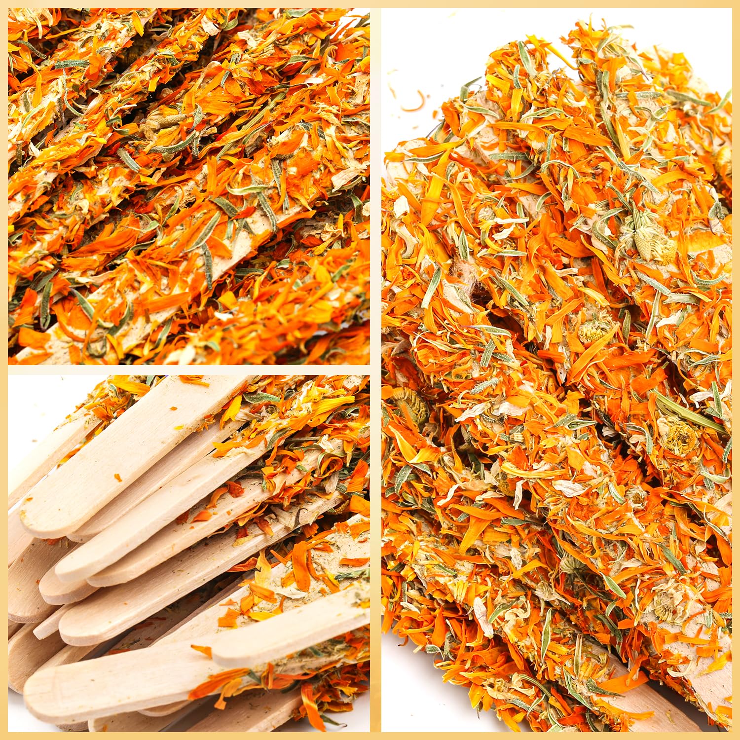 Abizoo Bunny Chew Toys For Teeth, Natural Chamomile Wooden Chew Sticks For Guinea Pigs, Rabbits & Small Animals - Safe Chew Toys