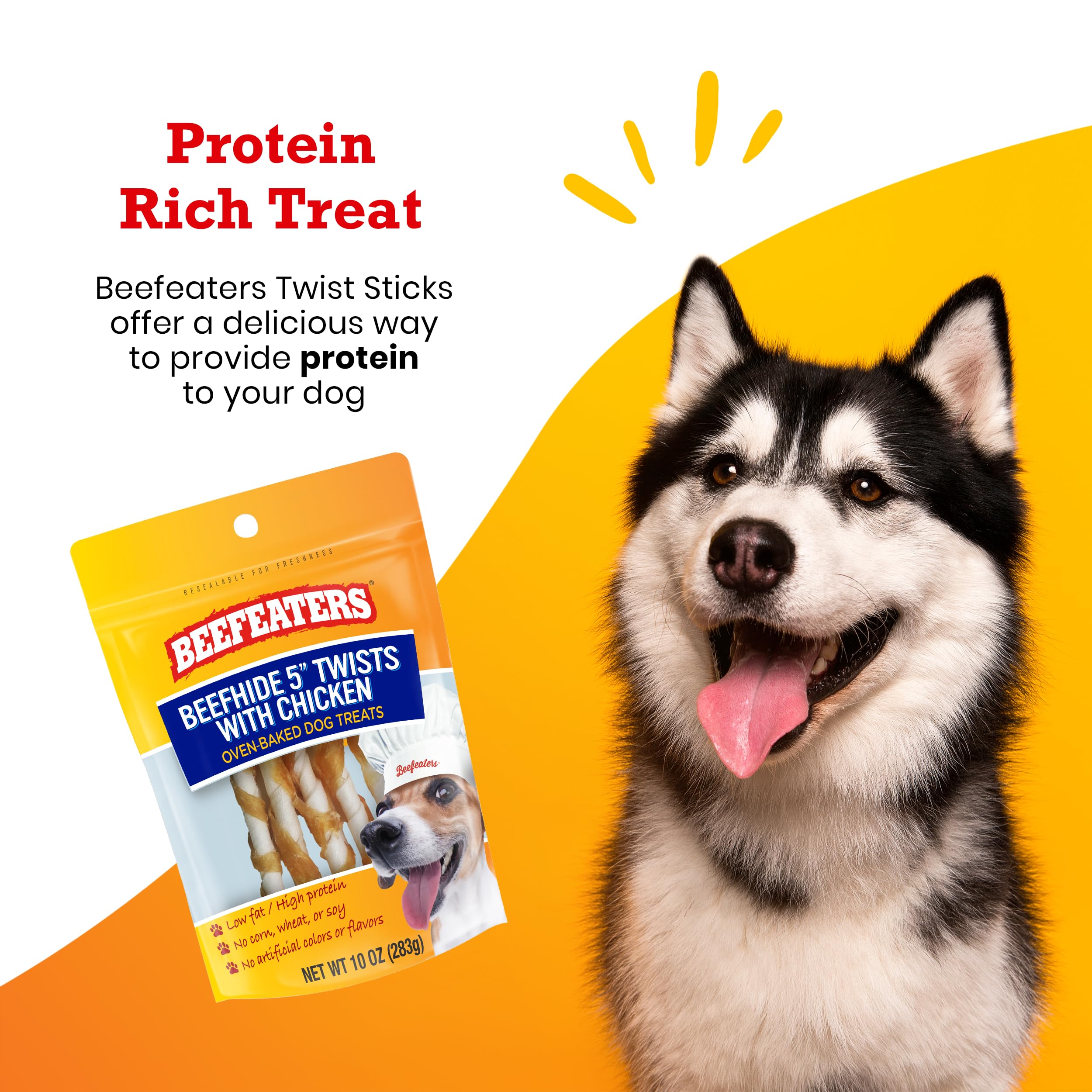 Beefeaters Beefhide 5in Twist with Real Chicken, 10oz - Protein-Rich Dog Treats for Clean Teeth, Ideal for Training & All Dog Si