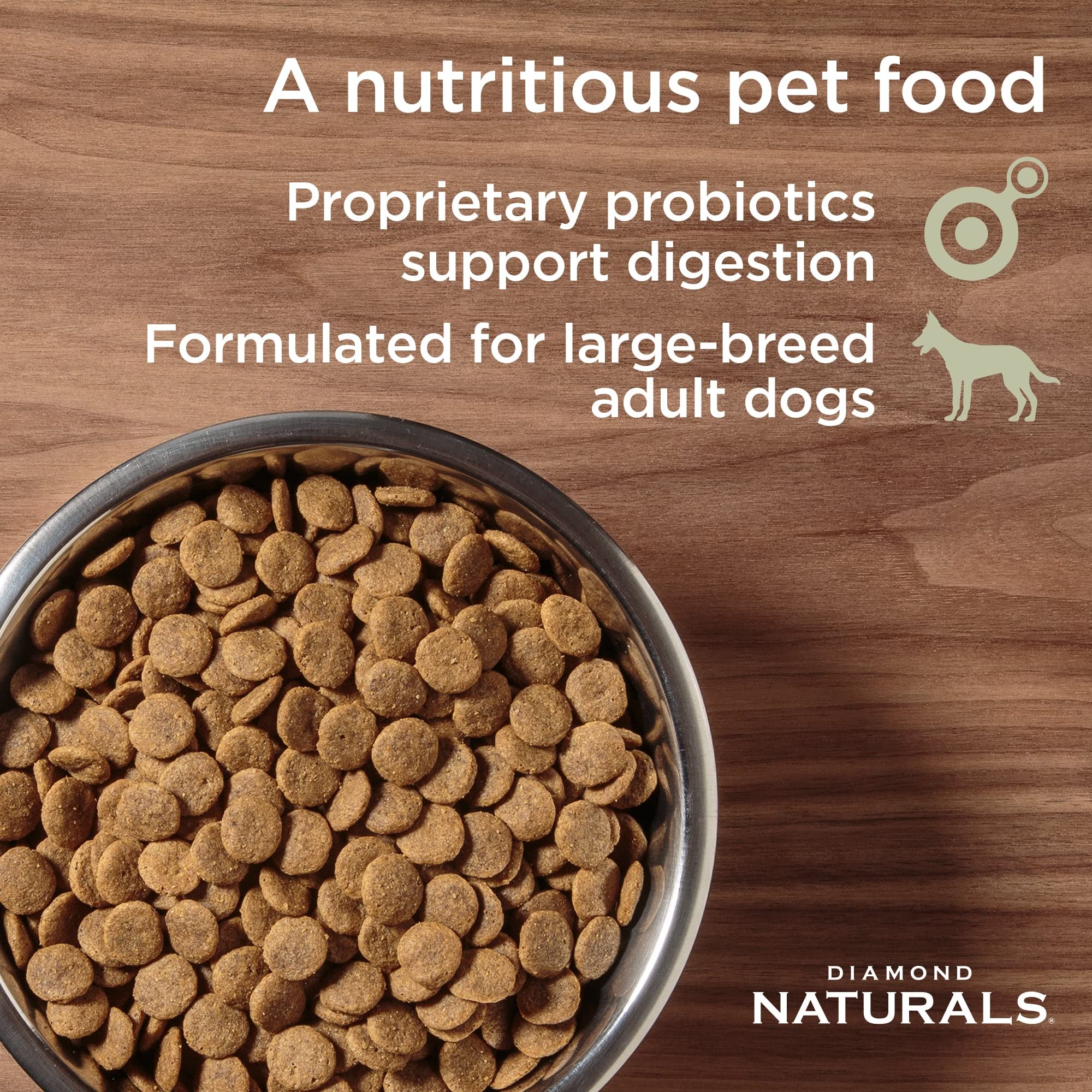 Diamond Naturals Large Breed Adult Dry Dog Food Lamb Meal and Rice Formula with Protein from Real Lamb, Probiotics and Essential